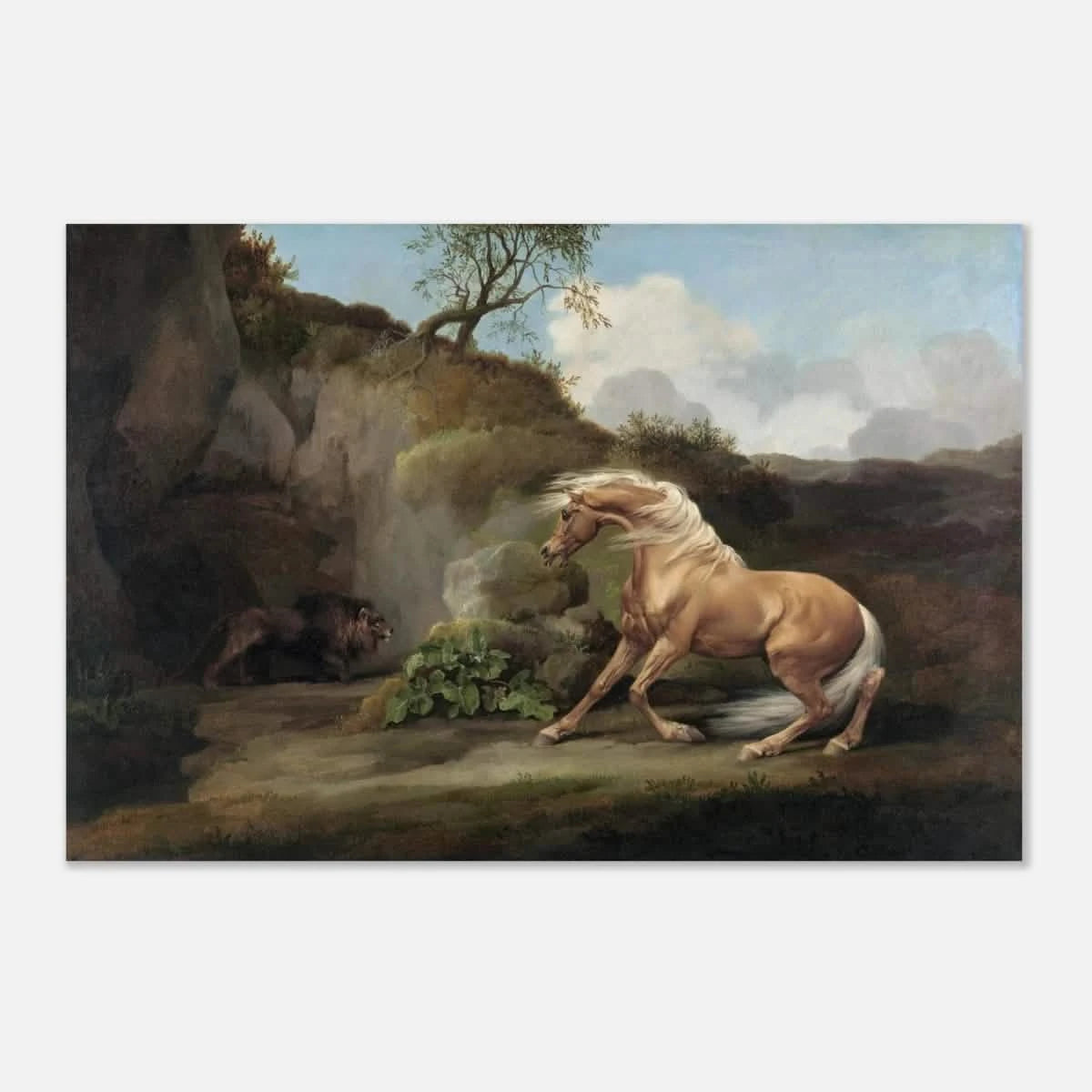 Horse Frightened by a Lion – George Stubbs Wall Art Print - Aluminum Print - 40x60 cm / 16x24″ -