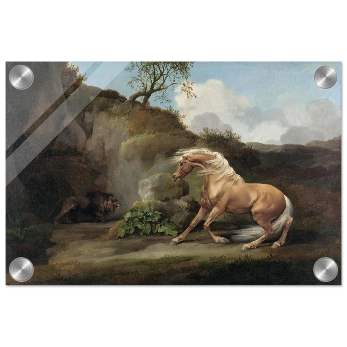 Horse Frightened by a Lion – George Stubbs Wall Art Print - Acrylic Print - 20x30 cm / 8x12″ -