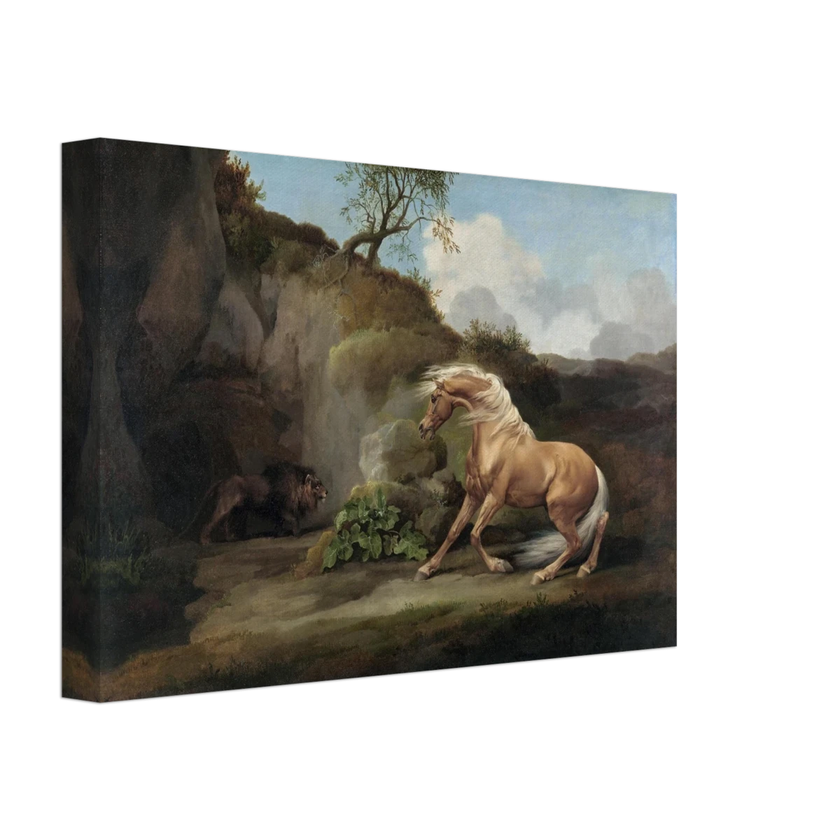 Horse Frightened by a Lion – George Stubbs Wall Art Print - Canvas - 20x30 cm / 8x12″ -