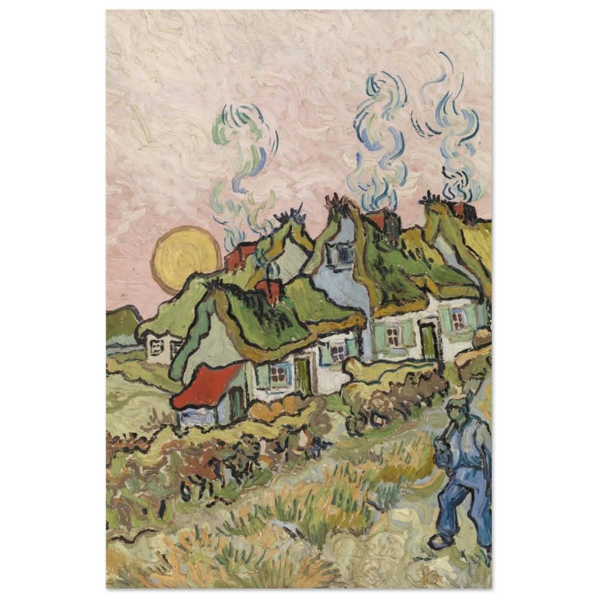 Houses and Figure by Vincent van Gogh | Vintage wall art print - Aluminum Print - 40x60 cm / 16x24″ -