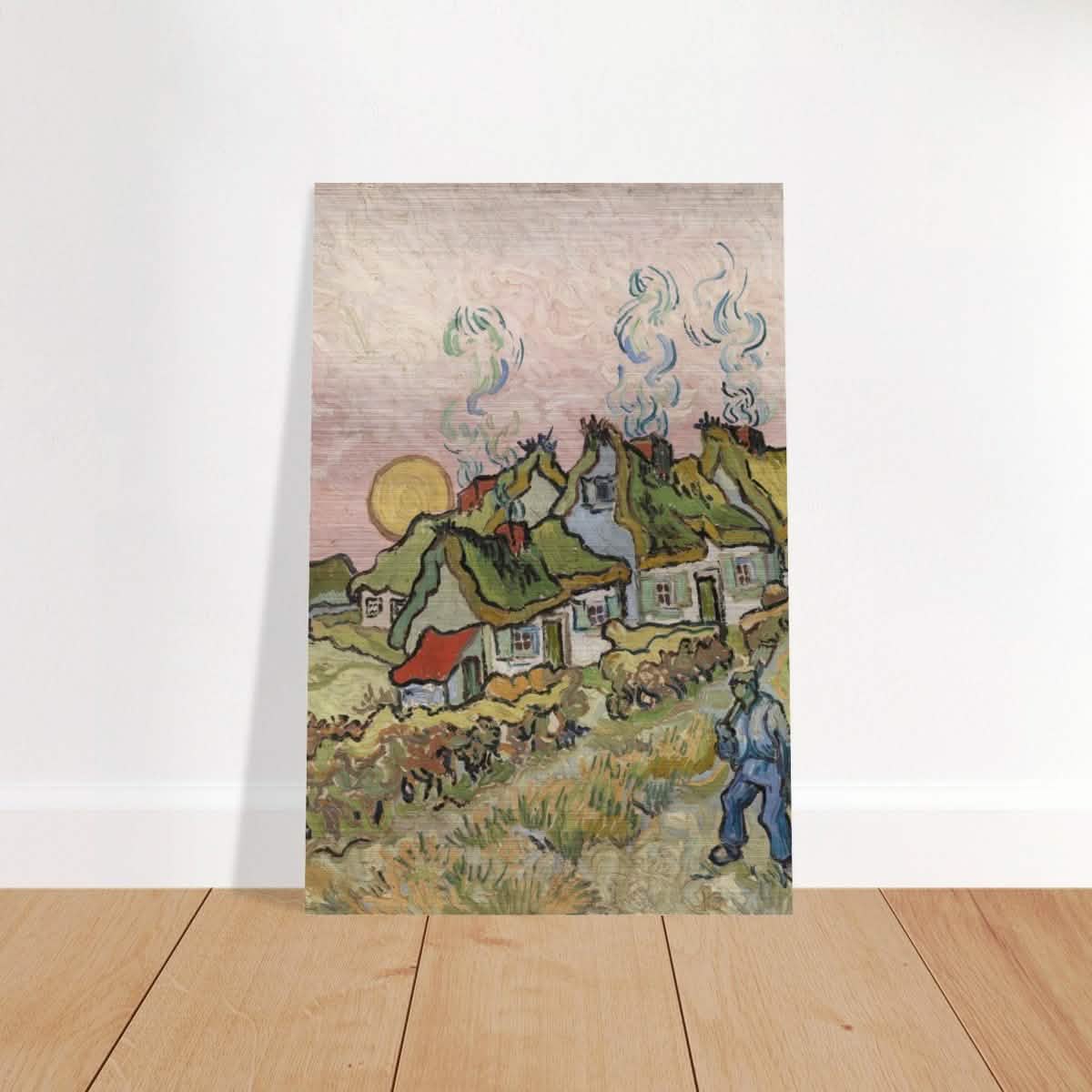 Houses and Figure by Vincent van Gogh | Vintage wall art print - Brushed Aluminum Print - 30x45 cm / 12x18″ -