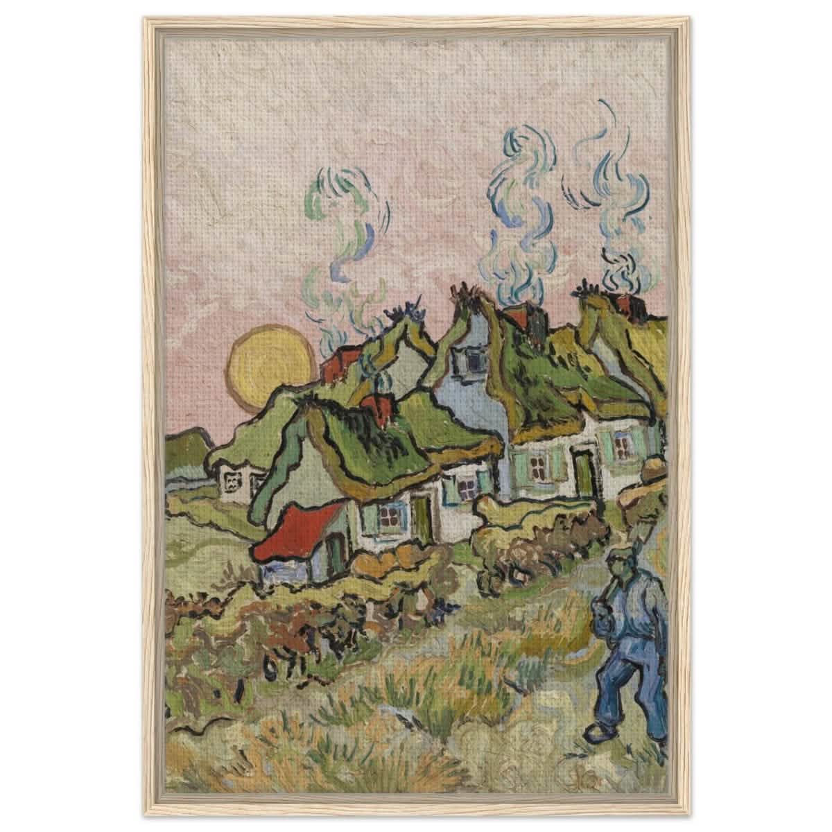 Houses and Figure by Vincent van Gogh | Vintage wall art print - Framed Canvas - 60x90 cm / 24x36″ - Wood frame