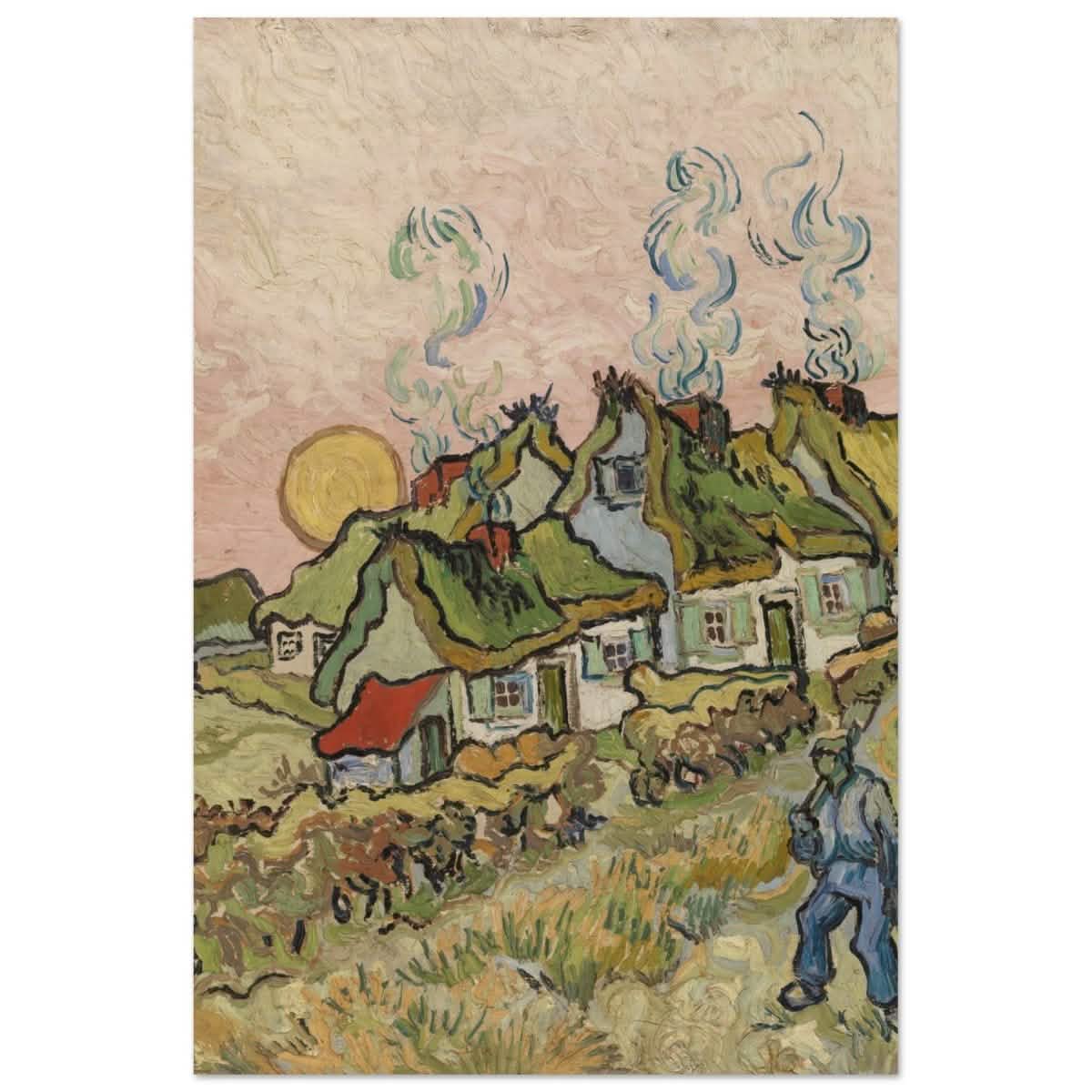 Houses and Figure by Vincent van Gogh | Vintage wall art print - Wood Prints - 40x60 cm / 16x24″ -