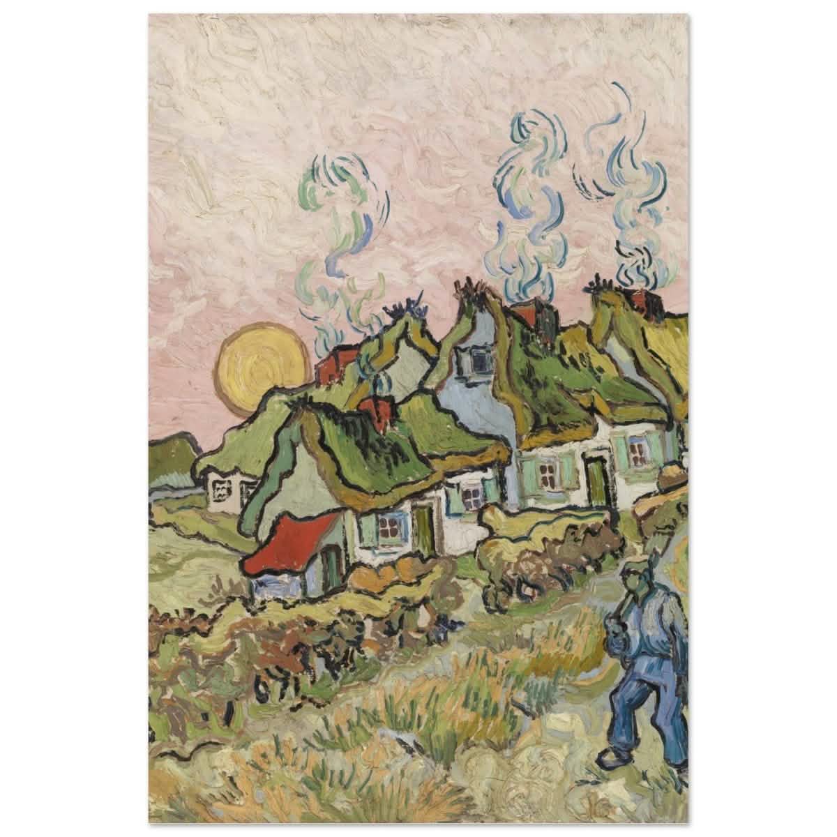 Houses and Figure by Vincent van Gogh | Vintage wall art print - Aluminum Print - 30x45 cm / 12x18″ -