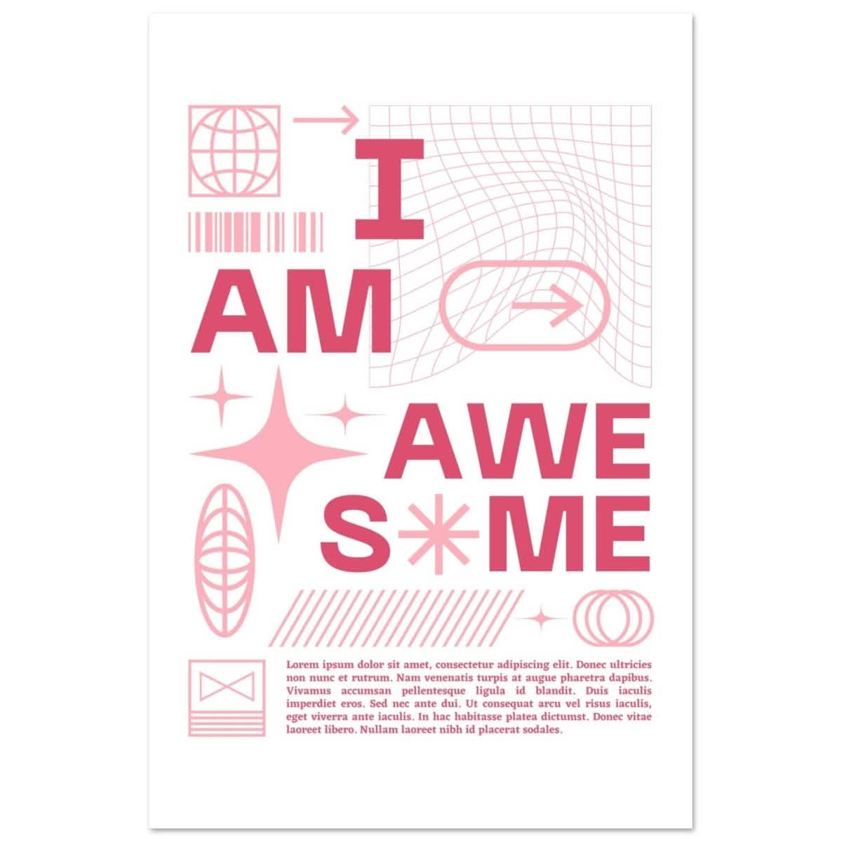 I am Awesome! | Motivational Art wall art print | Pop Art - Aluminum Print - 40x60 cm / 16x24″ -