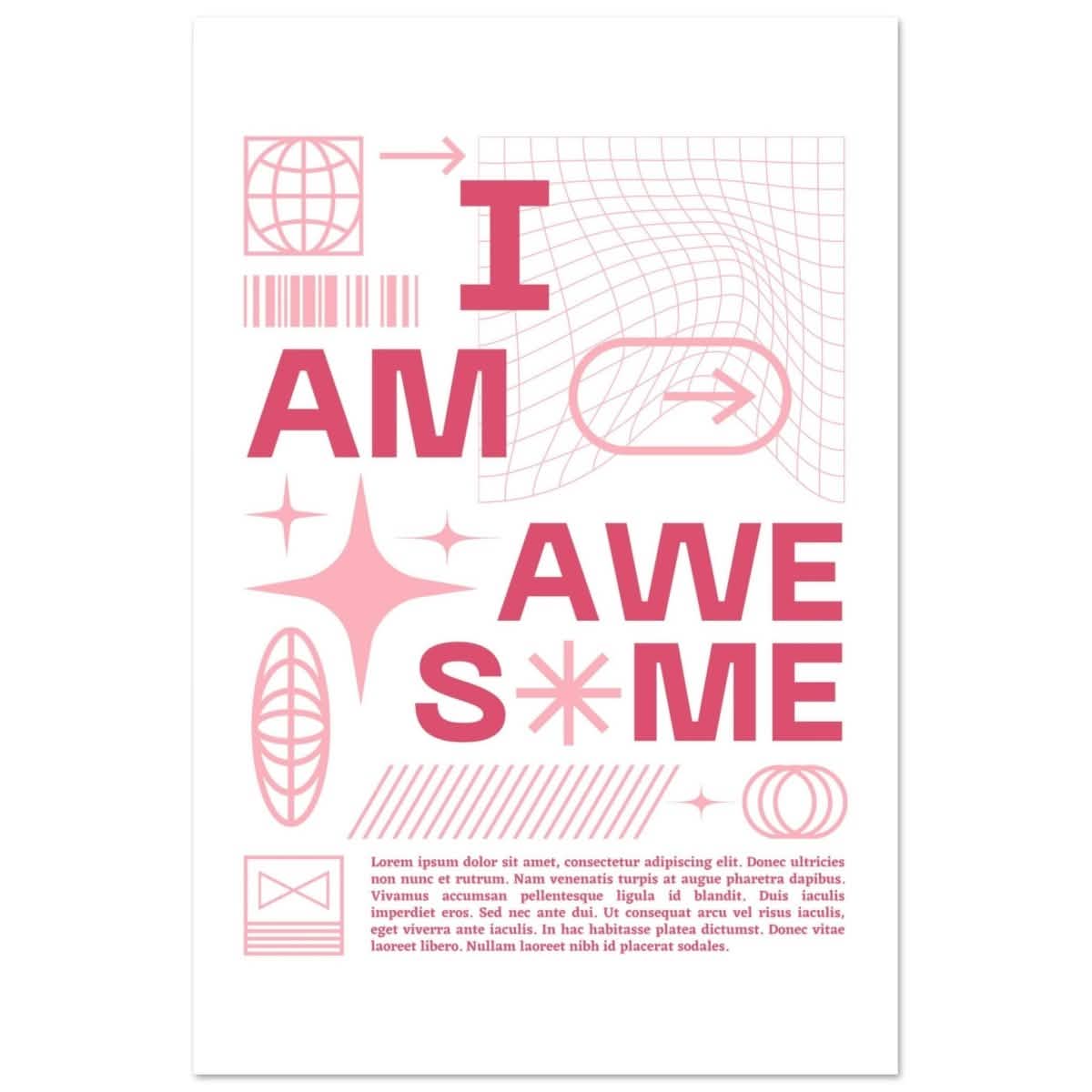 I am Awesome! | Motivational Art wall art print | Pop Art - Aluminum Print - 60x90 cm / 24x36″ -