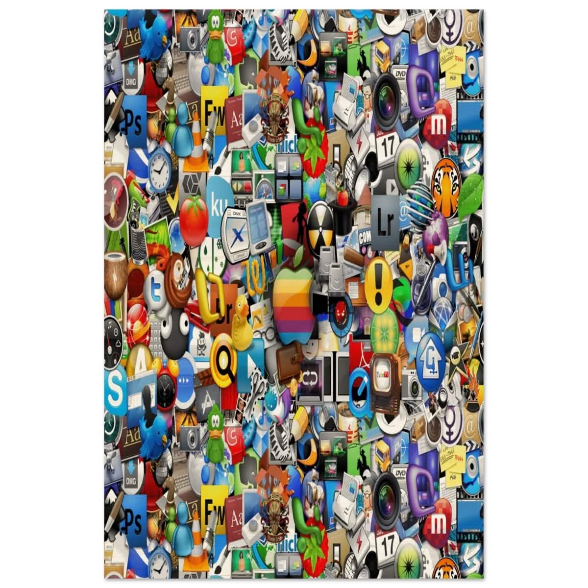 Iconic App Collage | Digital Pop Art - Wood Prints - 50x75 cm / 20x30″ -