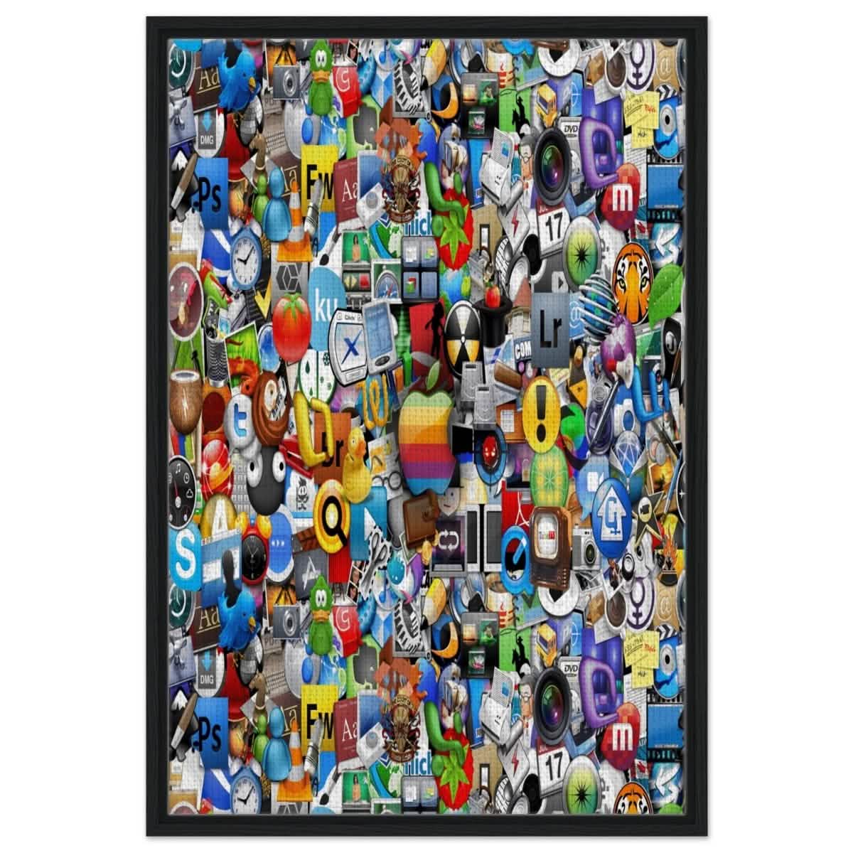 Iconic App Collage | Digital Pop Art - Framed Canvas - 60x90 cm / 24x36″ - Black frame