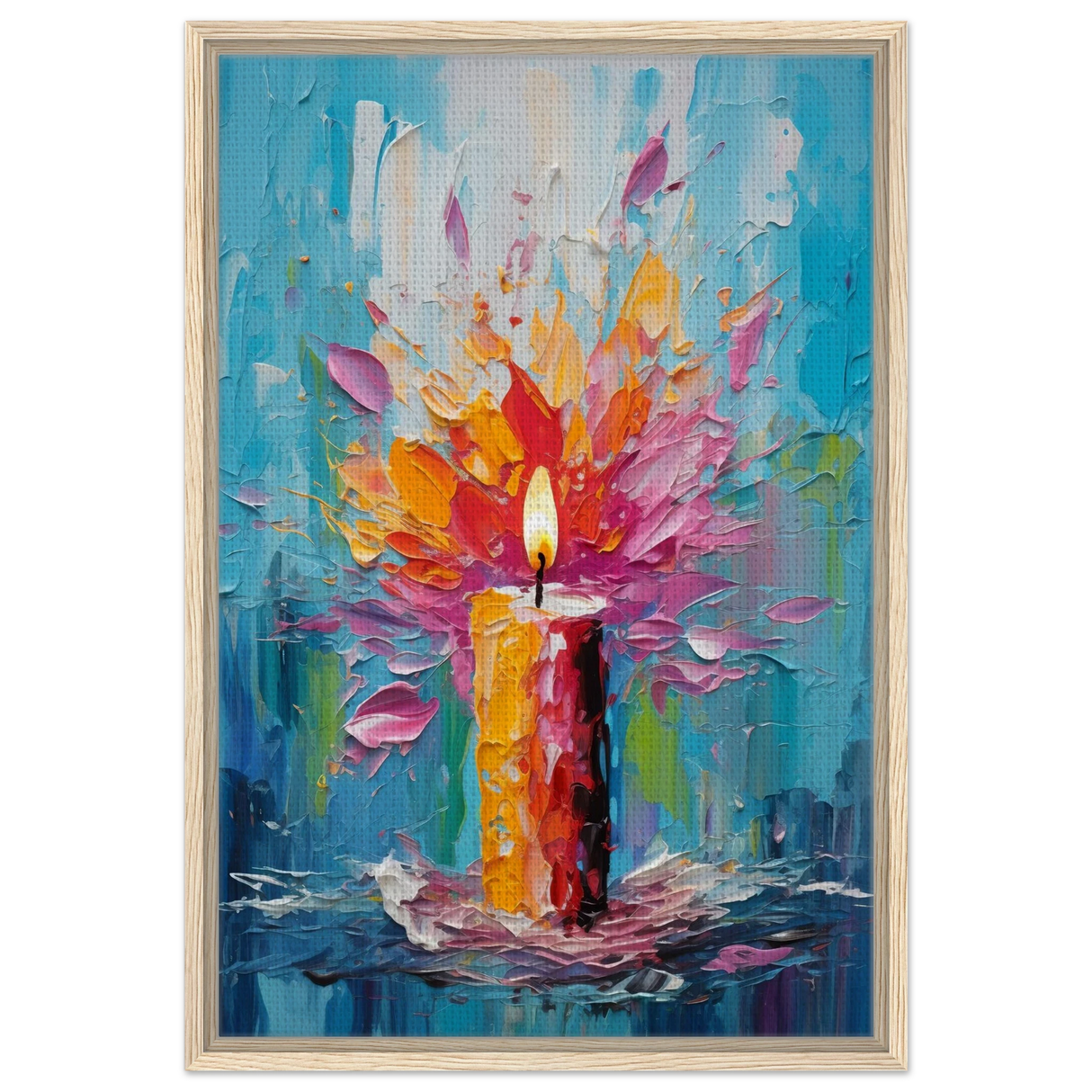 Ignite – Abstract Candle Flame Wall Art Print - Framed Canvas - 50x75 cm / 20x30″ - Wood frame