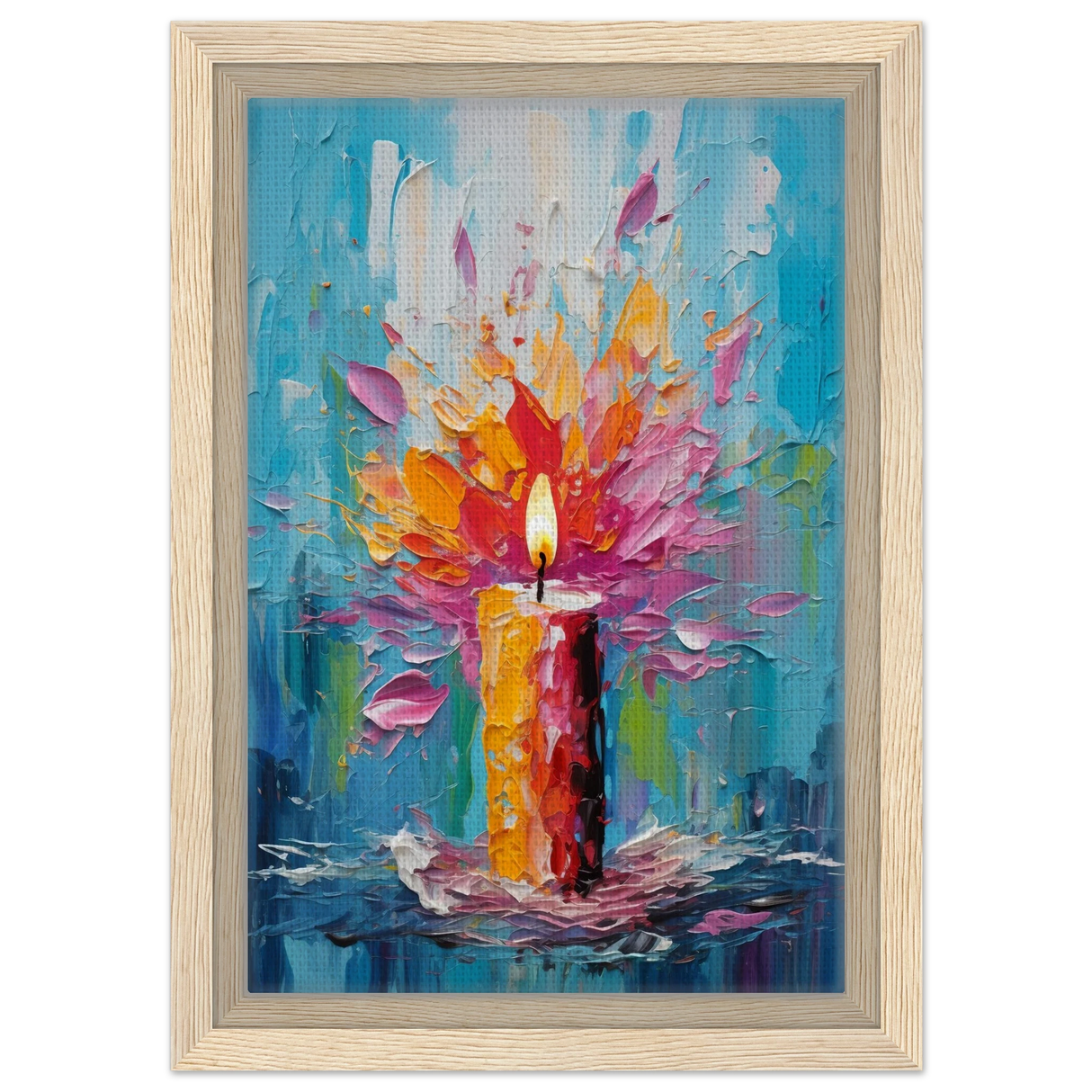 Ignite – Abstract Candle Flame Wall Art Print - Framed Canvas - 20x30 cm / 8x12″ - Wood frame