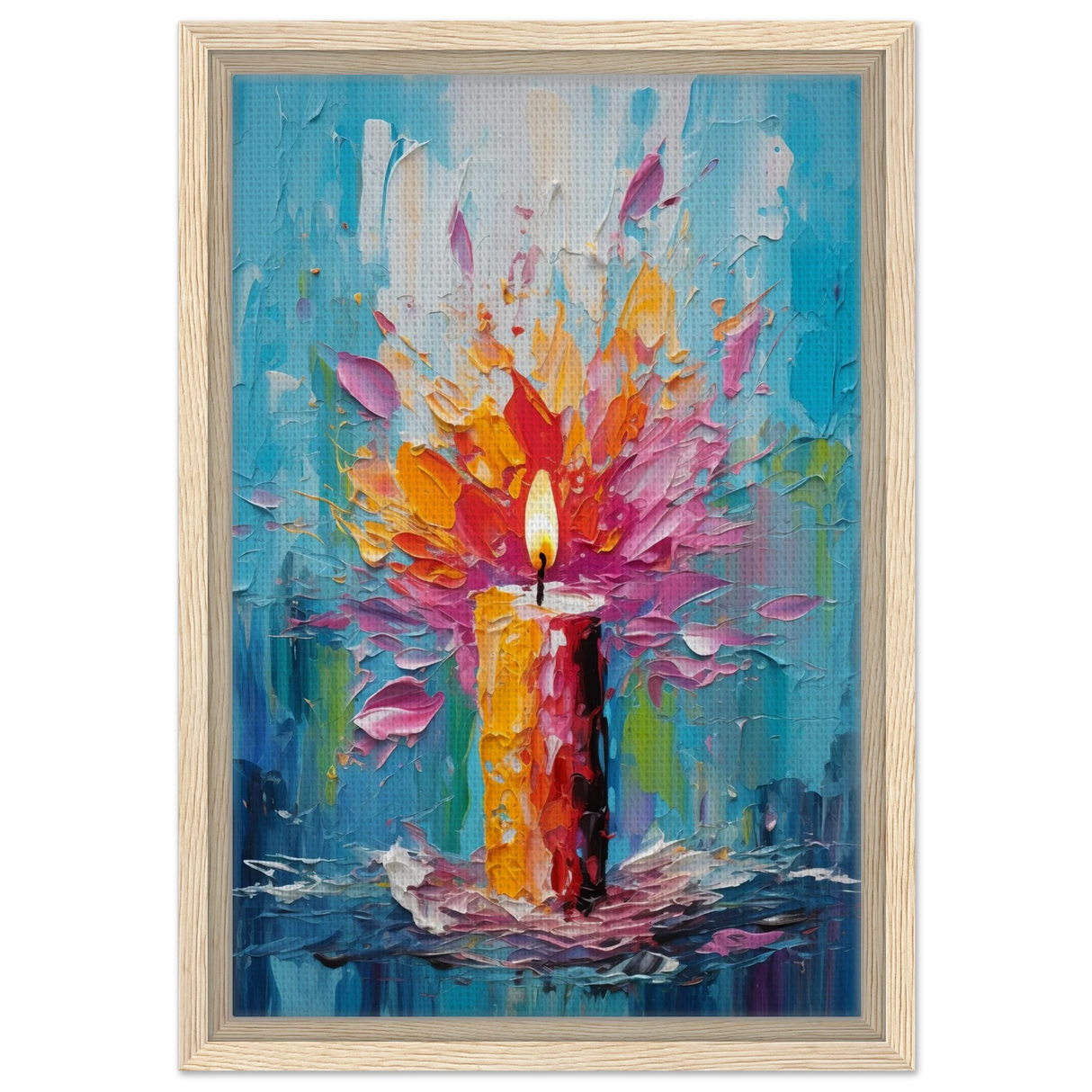 Ignite – Abstract Candle Flame Wall Art Print - Framed Canvas - 30x45 cm / 12x18″ - Wood frame