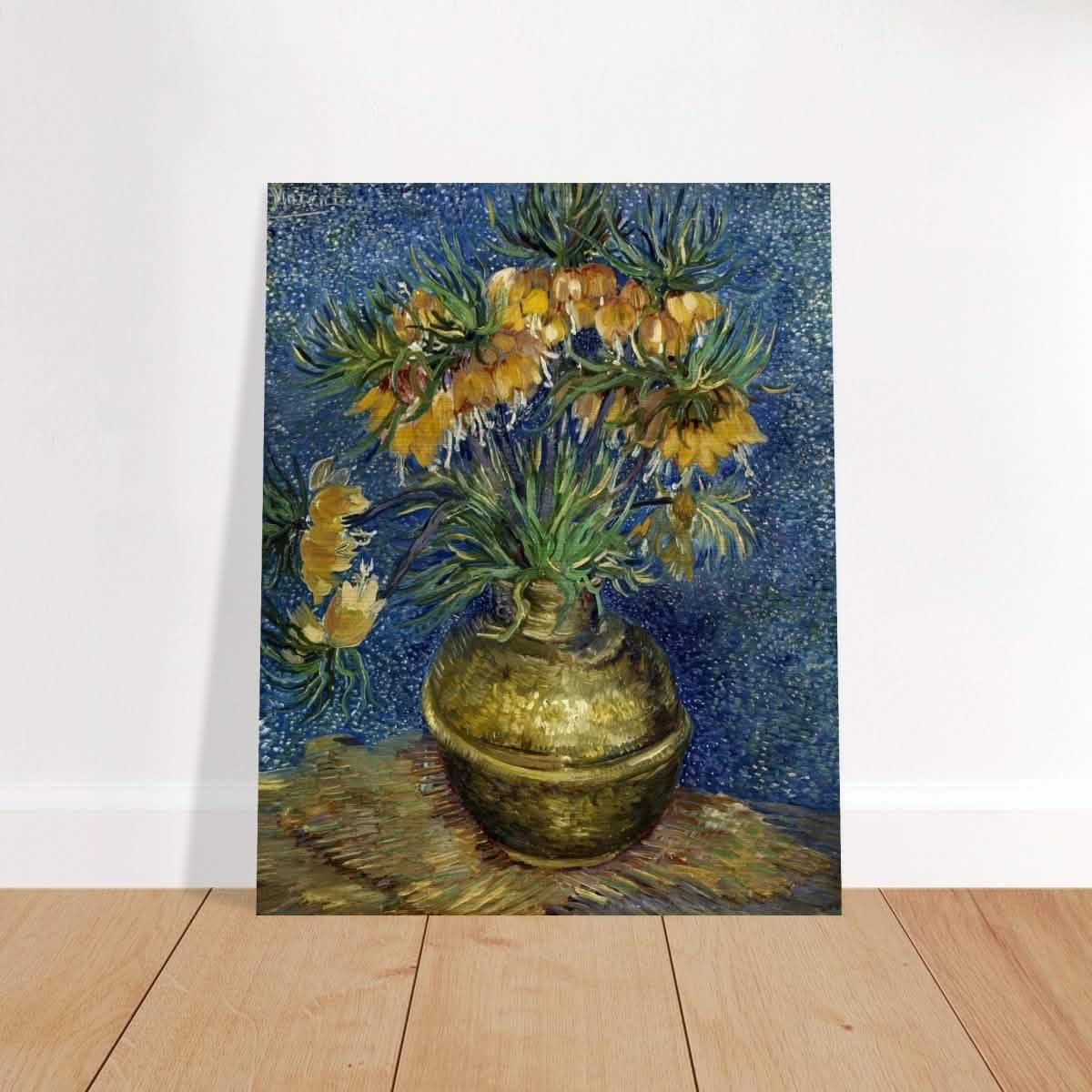 Imperial Fritillaries in a Copper Vase (1887) by Vincent van Gogh | Vintage wall art print - Brushed Aluminum Print - 40x50 cm / 16x20″ -