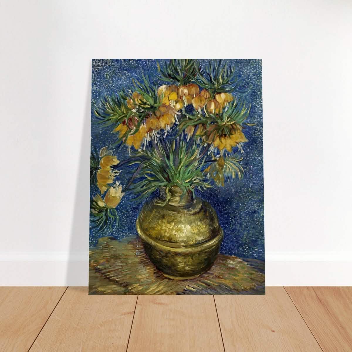 Imperial Fritillaries in a Copper Vase (1887) by Vincent van Gogh | Vintage wall art print - Brushed Aluminum Print - 30x40 cm / 12x16″ -