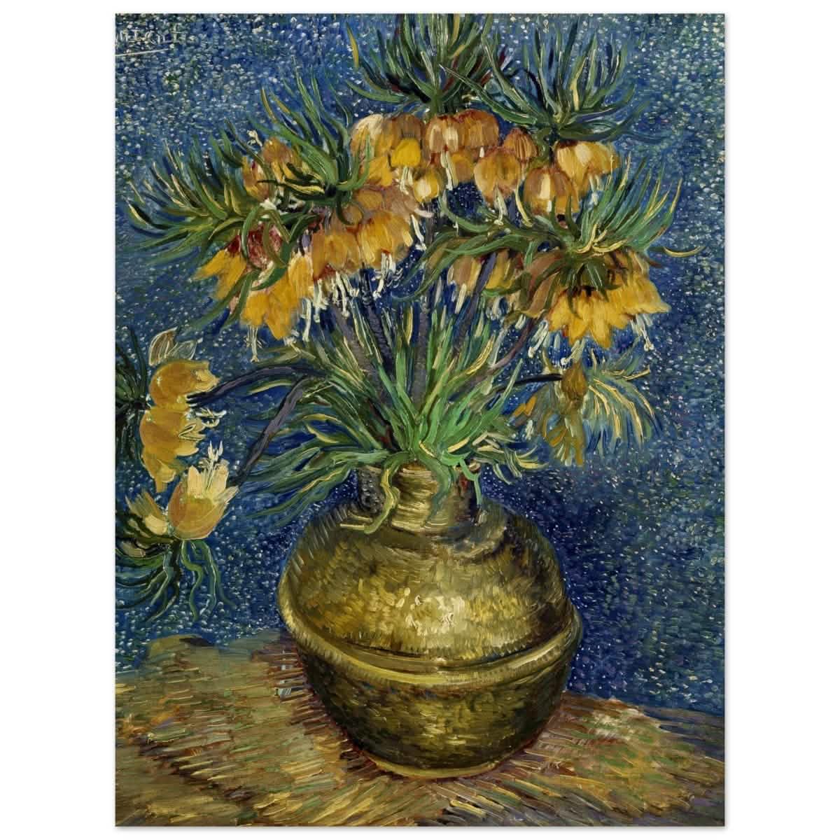 Imperial Fritillaries in a Copper Vase (1887) by Vincent van Gogh | Vintage wall art print - Wood Prints - 60x80 cm / 24x32″ -