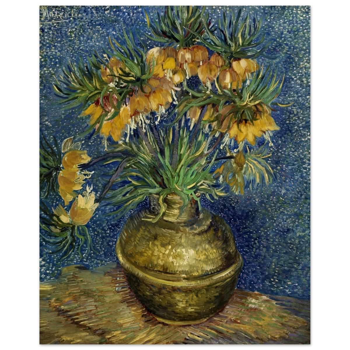 Imperial Fritillaries in a Copper Vase (1887) by Vincent van Gogh | Vintage wall art print - Wood Prints - 40x50 cm / 16x20″ -
