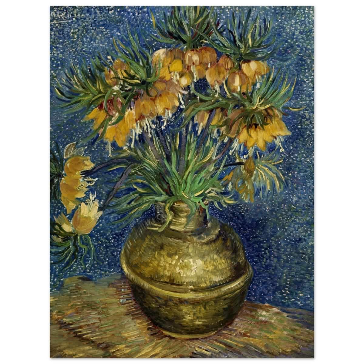 Imperial Fritillaries in a Copper Vase (1887) by Vincent van Gogh | Vintage wall art print - Wood Prints - 30x40 cm / 12x16″ -