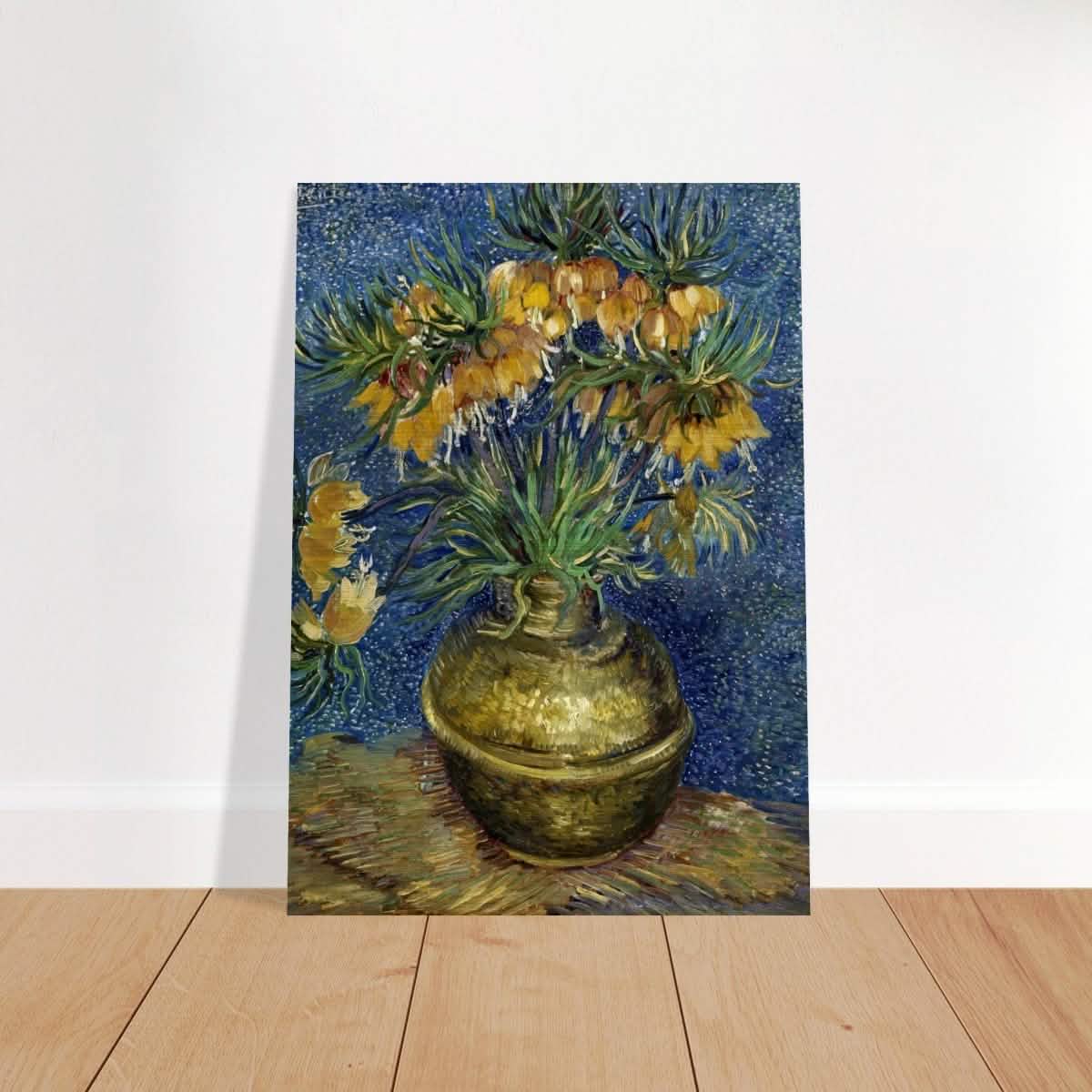Imperial Fritillaries in a Copper Vase (1887) by Vincent van Gogh | Vintage wall art print - Brushed Aluminum Print - 50x70 cm / 20x28″ -
