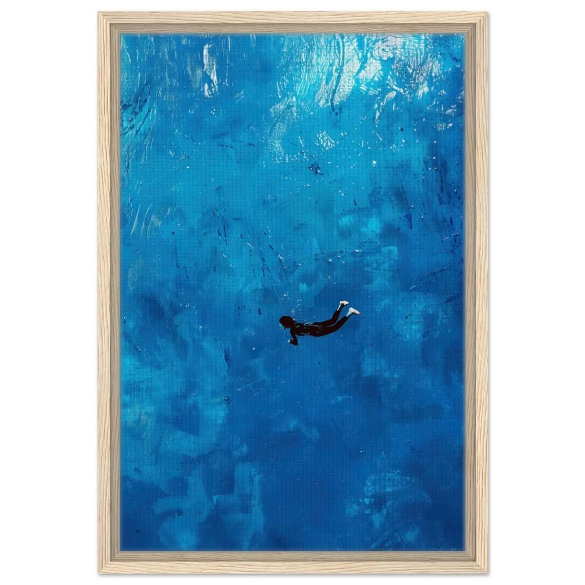Into the Deep: The Serenity of Blue | Abstract Art wall art print | Figurative Minimalism - Framed Canvas - 40x60 cm / 16x24″ - Wood frame