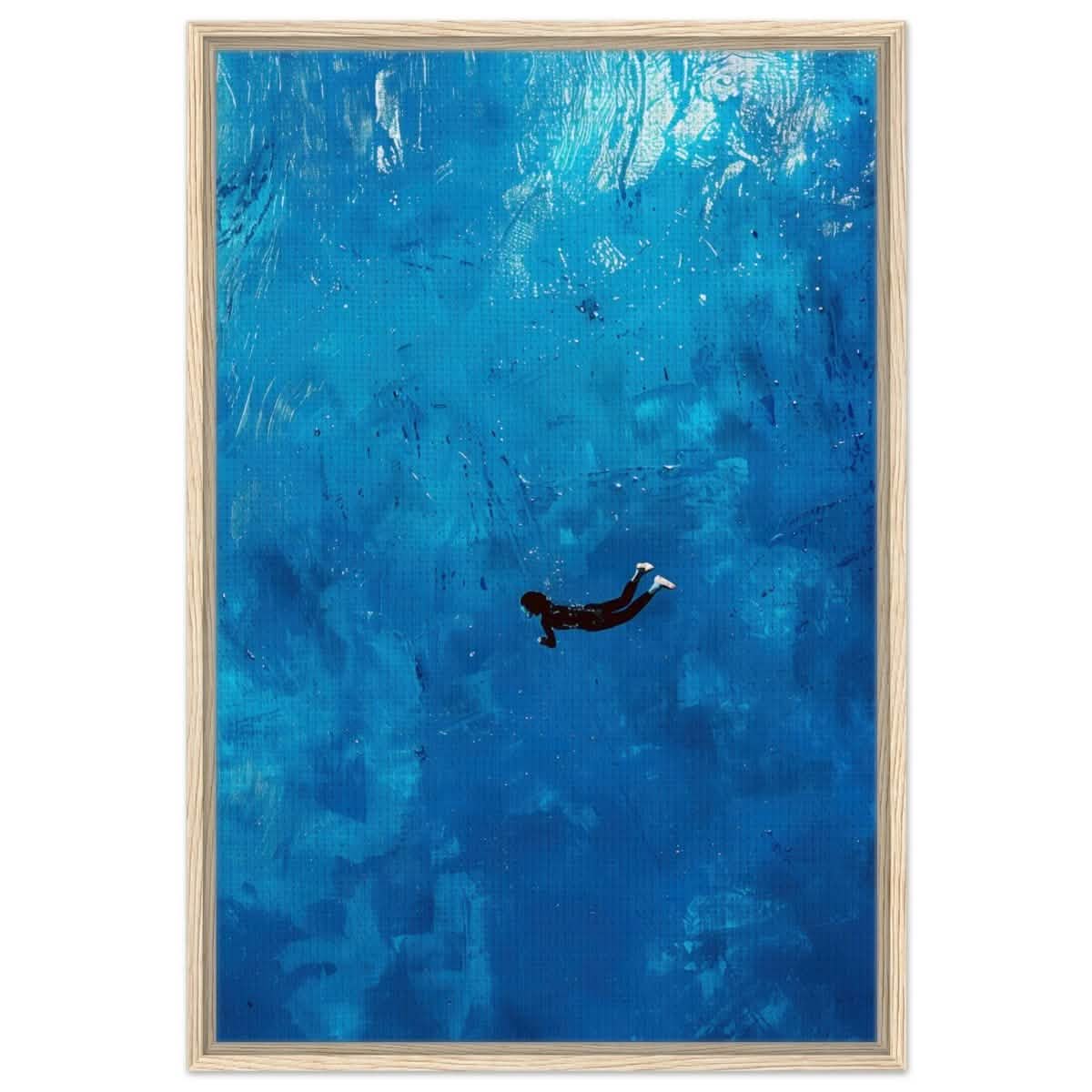 Into the Deep: The Serenity of Blue | Abstract Art wall art print | Figurative Minimalism - Framed Canvas - 60x90 cm / 24x36″ - Wood frame