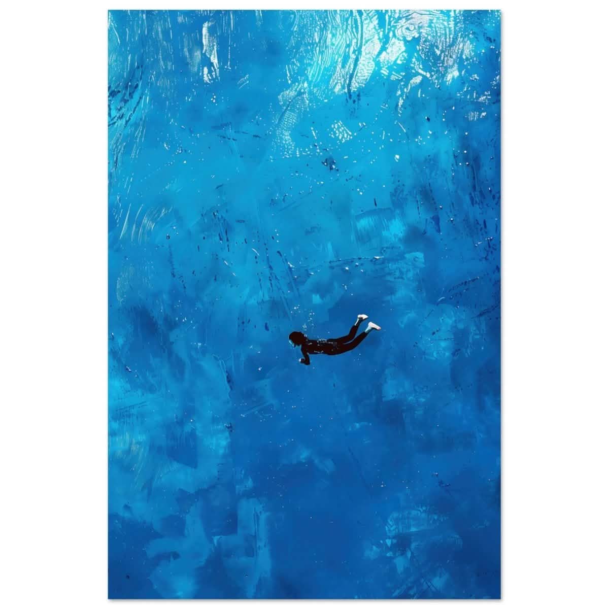 Into the Deep: The Serenity of Blue | Abstract Art wall art print | Figurative Minimalism - Aluminum Print - 30x45 cm / 12x18″ -
