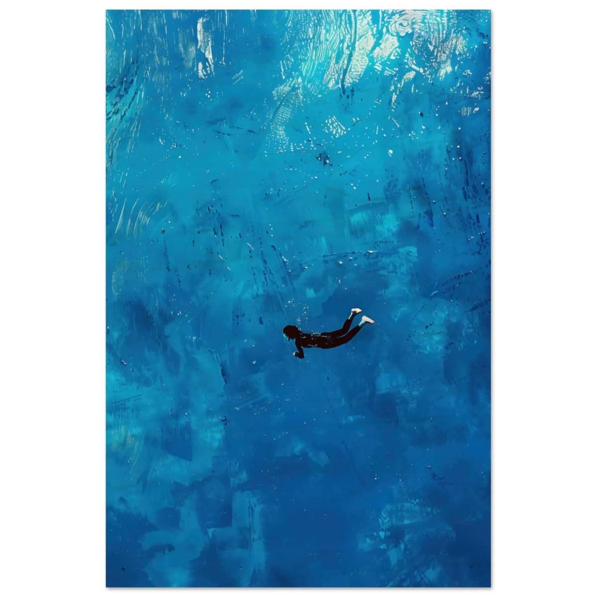 Into the Deep: The Serenity of Blue | Abstract Art wall art print | Figurative Minimalism - Wood Prints - 30x45 cm / 12x18″ -