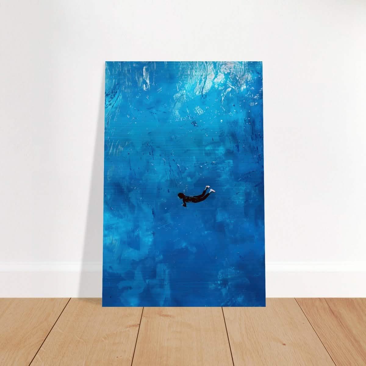 Into the Deep: The Serenity of Blue | Abstract Art wall art print | Figurative Minimalism - Brushed Aluminum Print - 50x75 cm / 20x30″ -