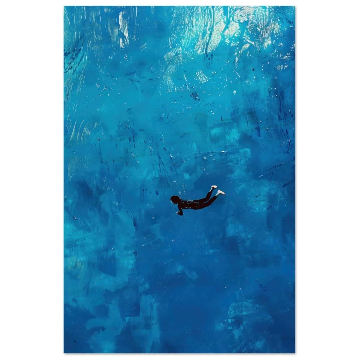 Into the Deep: The Serenity of Blue | Abstract Art wall art print | Figurative Minimalism - Wood Prints - 50x75 cm / 20x30″ -