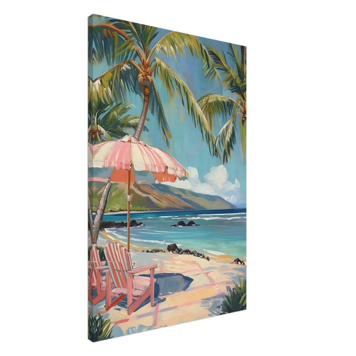 Island Retreat with Palm Breeze | Contemporary Impressionism wall art print - 60x90 cm / 24x36″ - Canvas -
