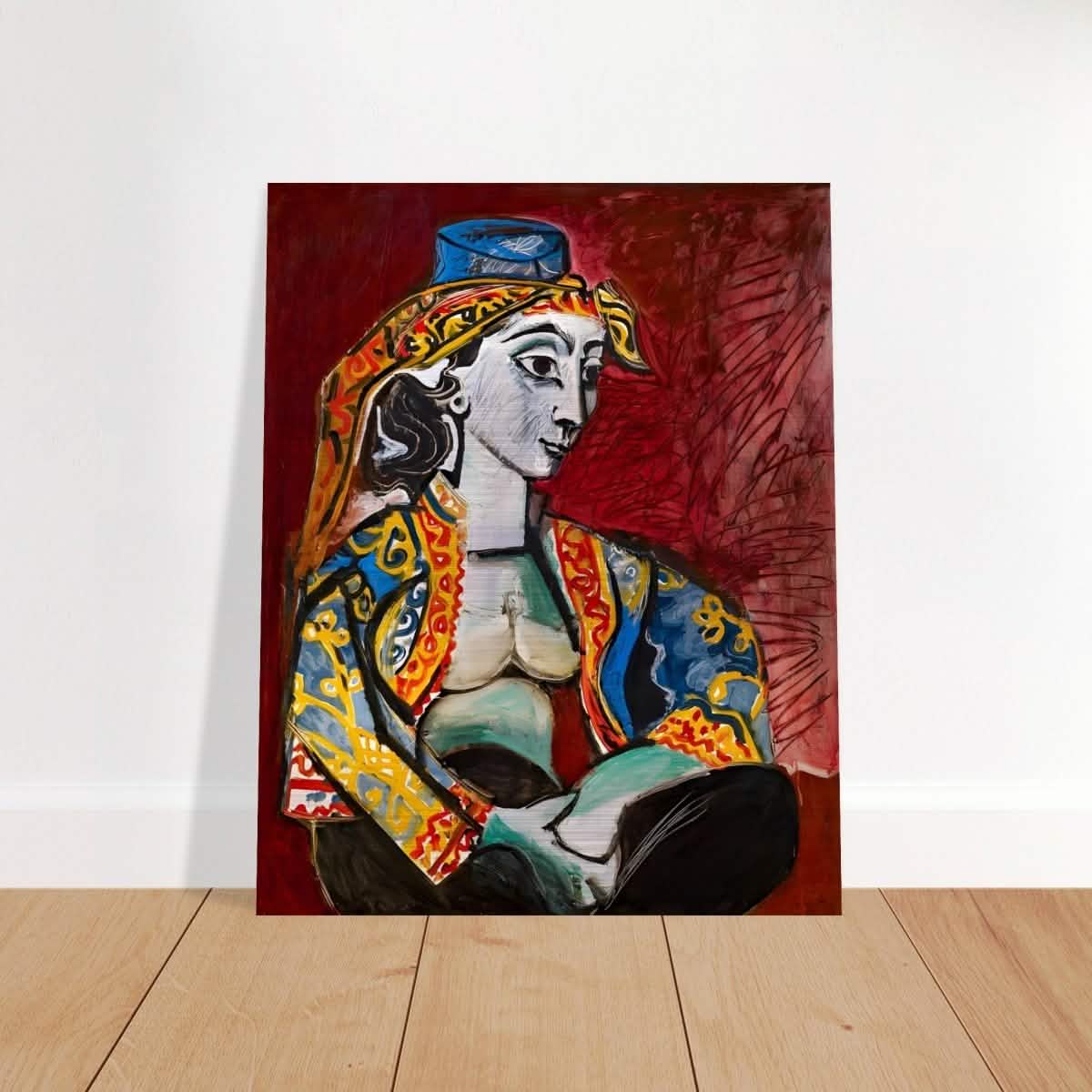 Jacqueline in Turkish Costume by Pablo Picasso | Cubism Art wall art print - Brushed Aluminum Print - 40x50 cm / 16x20″ -