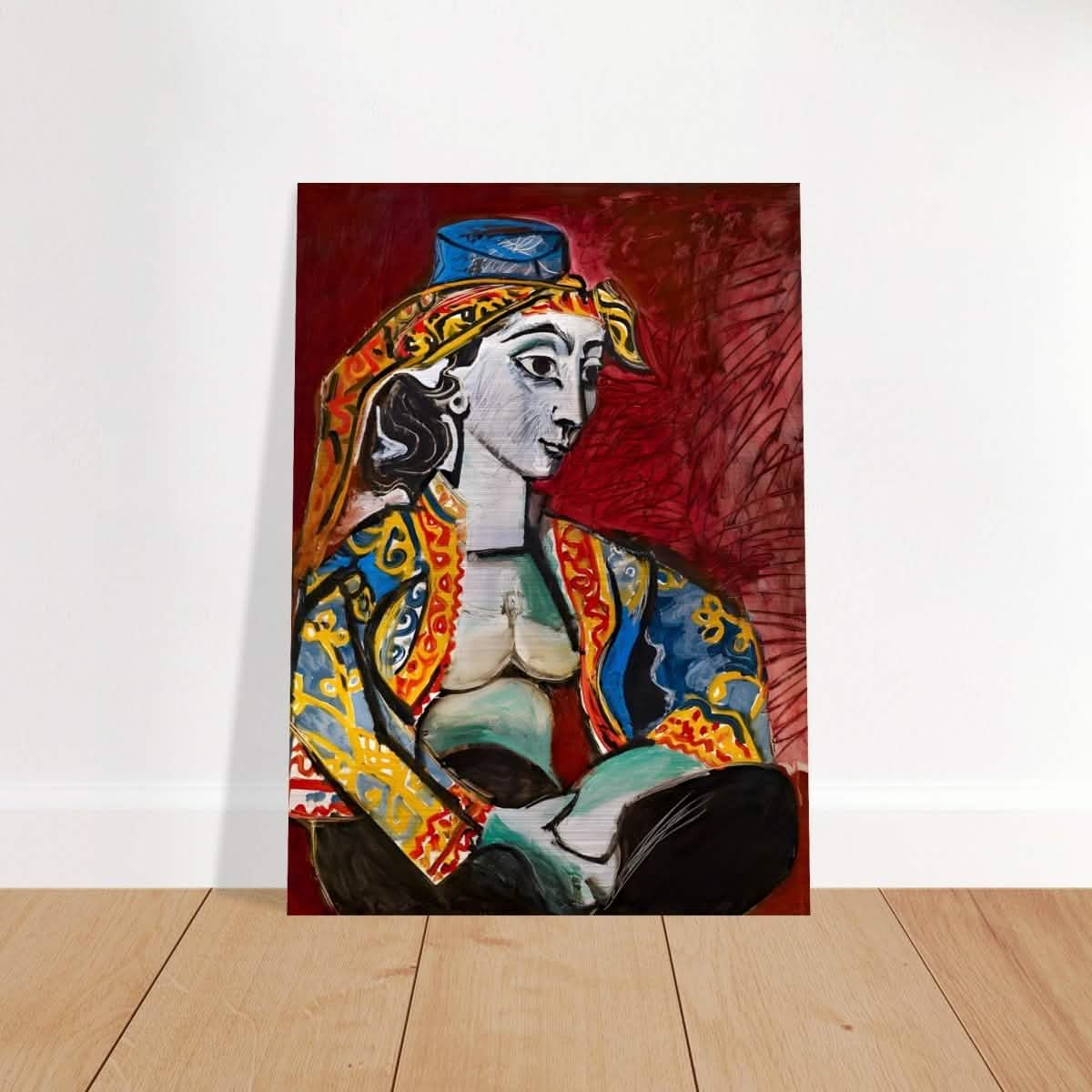 Jacqueline in Turkish Costume by Pablo Picasso | Cubism Art wall art print - Brushed Aluminum Print - 50x70 cm / 20x28″ -