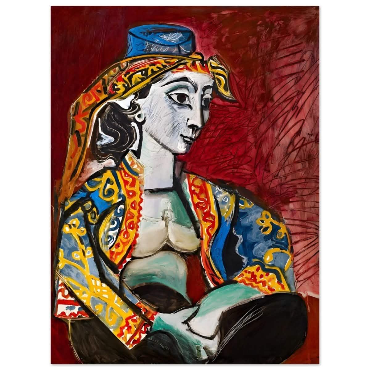 Jacqueline in Turkish Costume by Pablo Picasso | Cubism Art wall art print - Aluminum Print - 30x40 cm / 12x16″ -