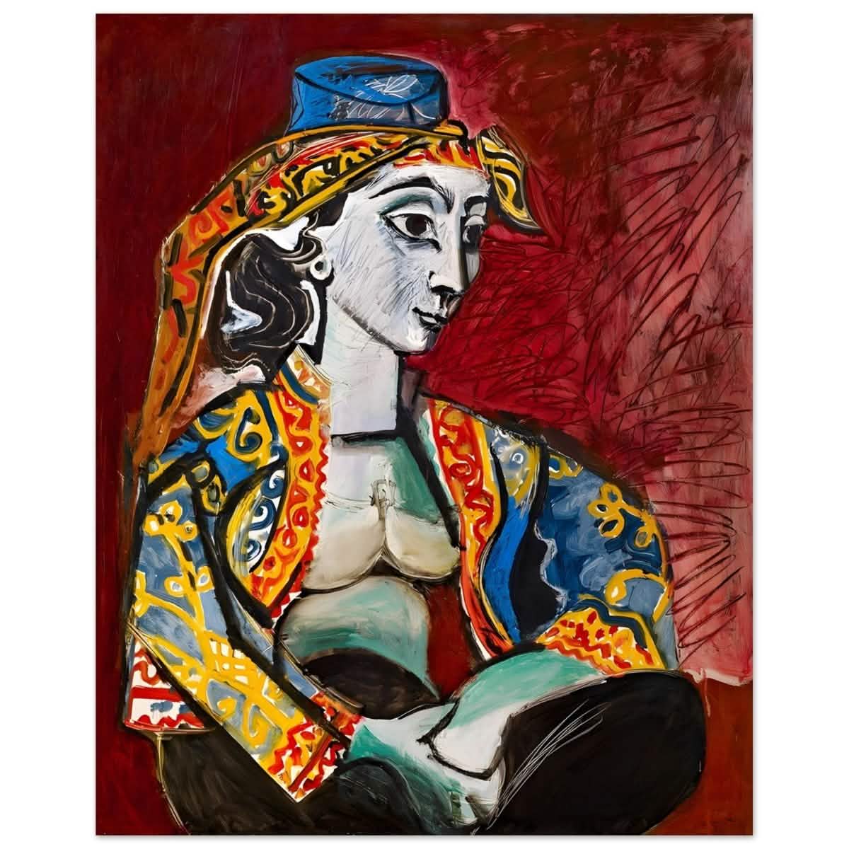 Jacqueline in Turkish Costume by Pablo Picasso | Cubism Art wall art print - Aluminum Print - 40x50 cm / 16x20″ -