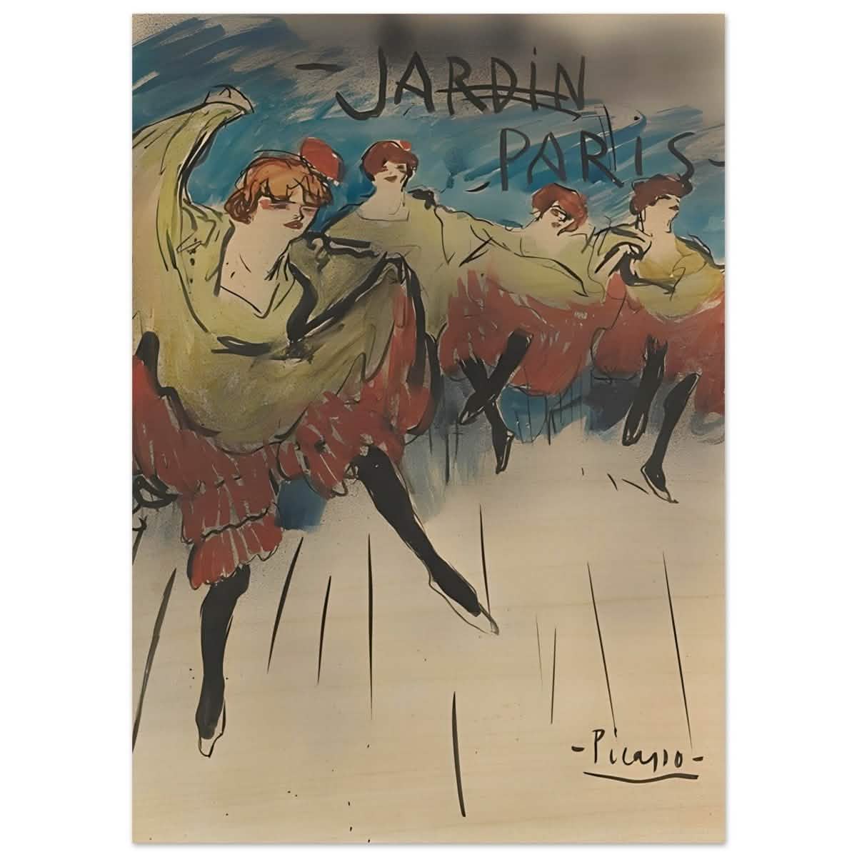 Jardin de Paris by Pablo Picasso | Post - Impressionist - Wood Prints - 50x70 cm / 20x28″ -