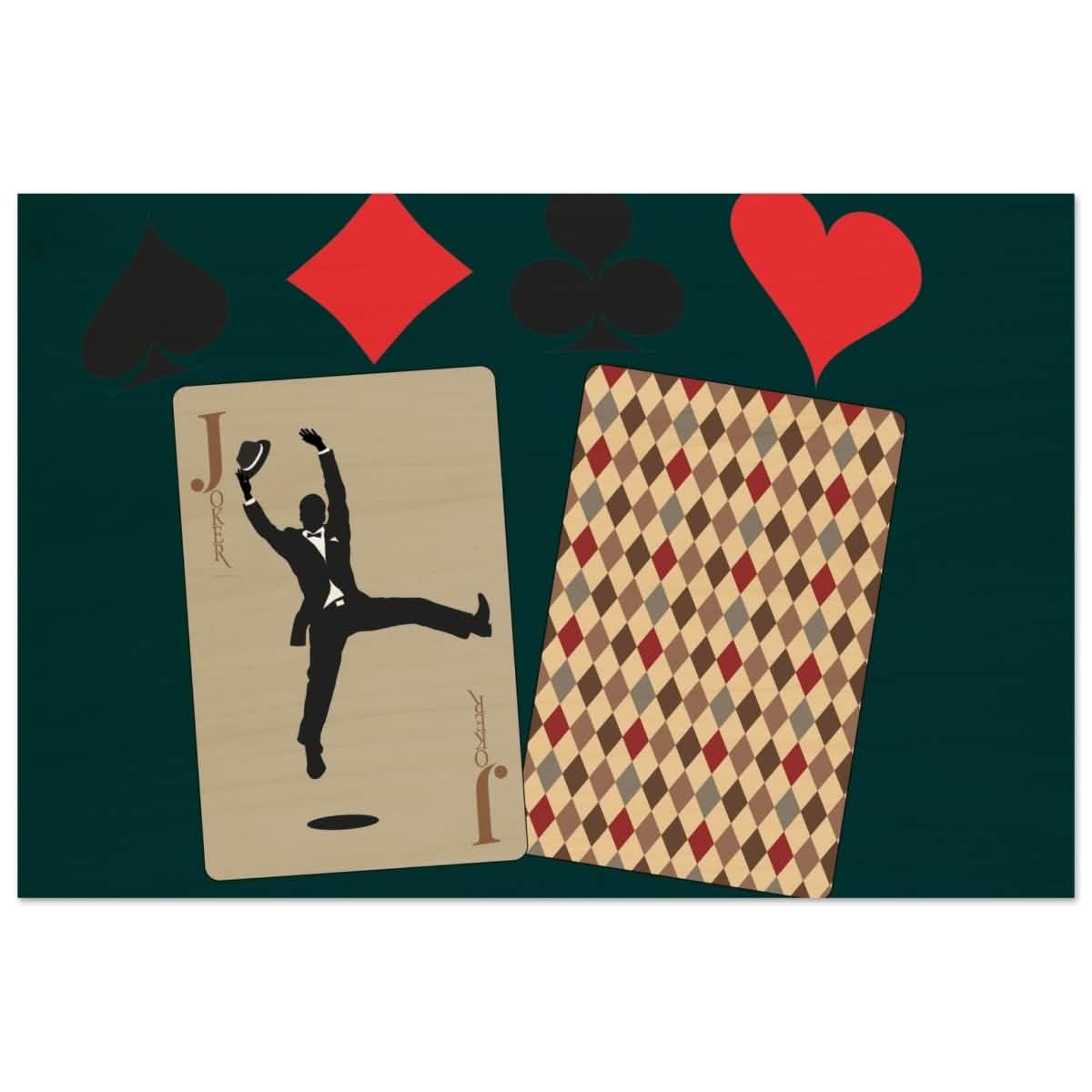 Jester's Dance | Vintage Joker Card | Pop Art Wall art print - Wood Prints - 30x45 cm / 12x18″ -