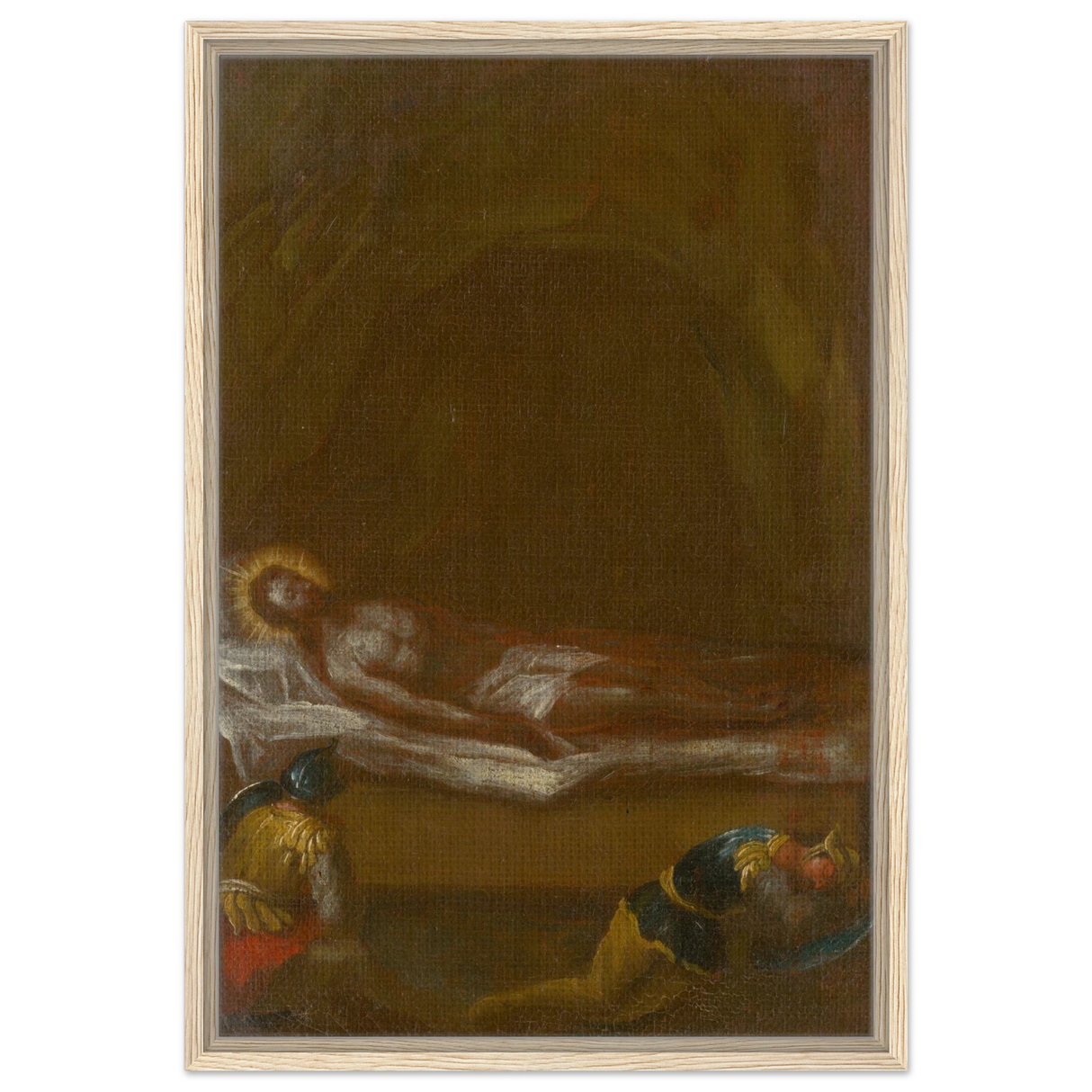 Jesus is Laid in the Tomb – Baroque Sacred Art Print - Framed Canvas - 50x75 cm / 20x30″ - Wood frame