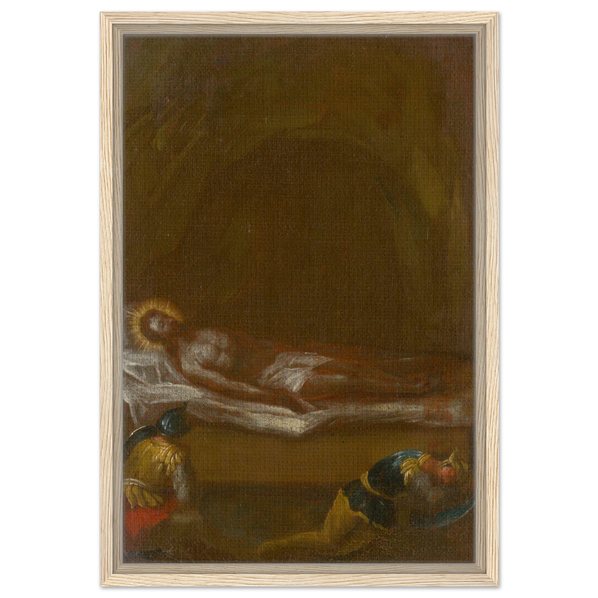 Jesus is Laid in the Tomb – Baroque Sacred Art Print - Framed Canvas - 40x60 cm / 16x24″ - Wood frame