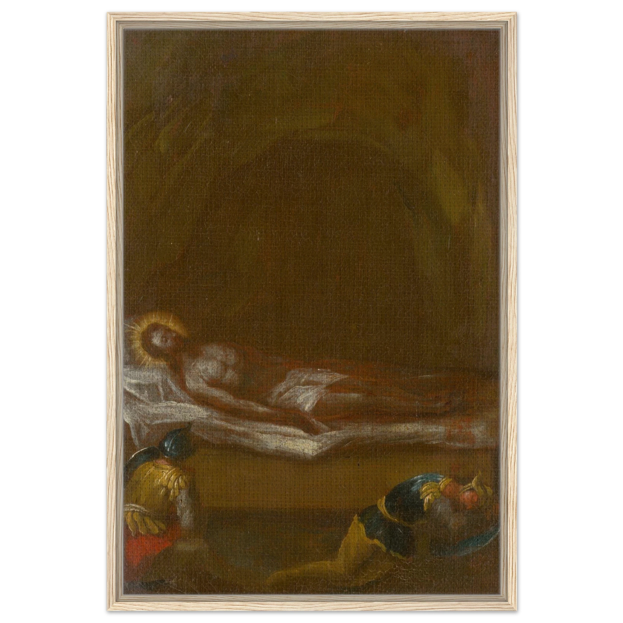 Jesus is Laid in the Tomb – Baroque Sacred Art Print - Framed Canvas - 60x90 cm / 24x36″ - Wood frame