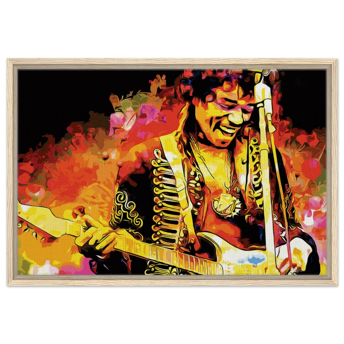 Jimi Hendrix | A Tribute to the Legend of Rock - 50x75 cm / 20x30″ - Framed Canvas - Wood frame