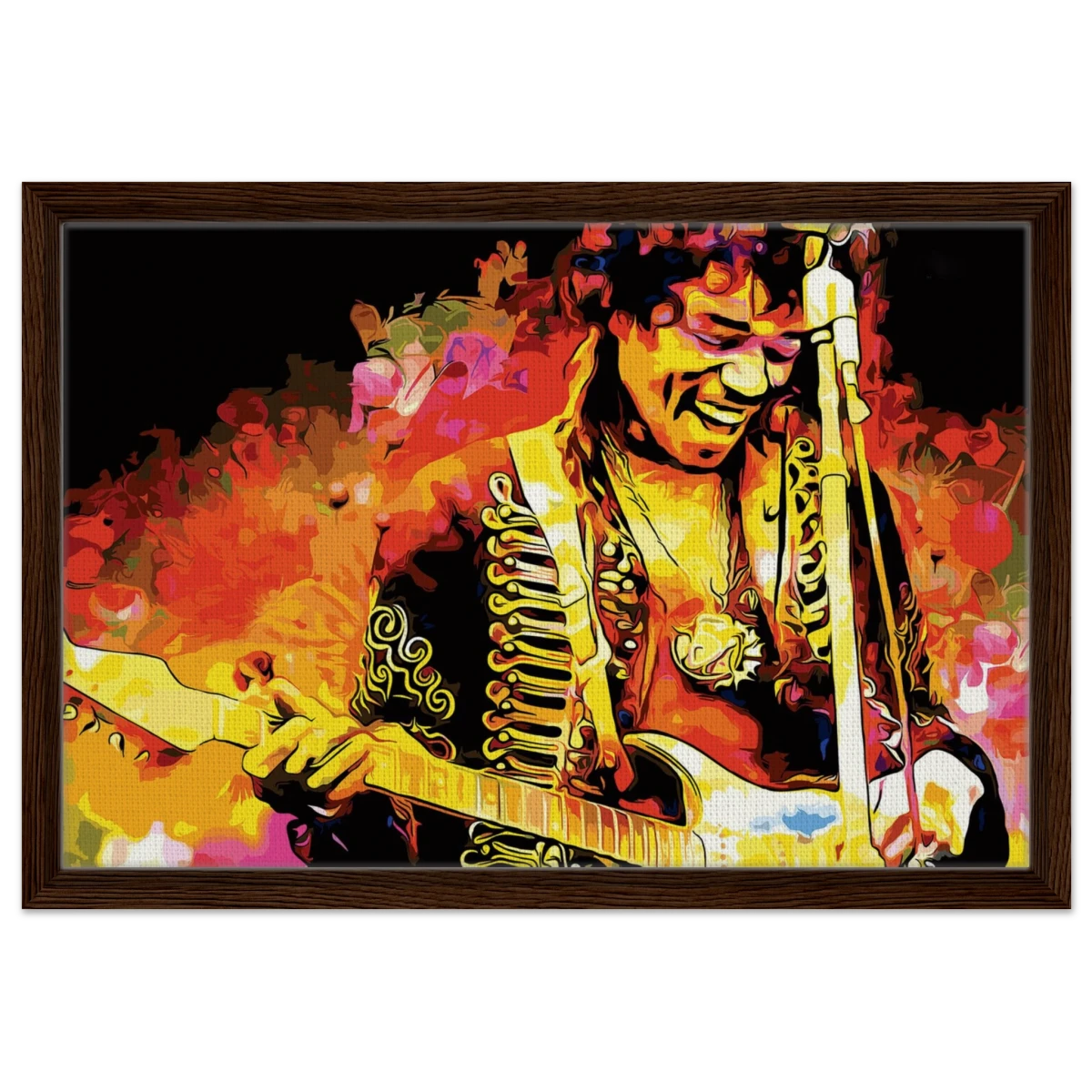 Jimi Hendrix | A Tribute to the Legend of Rock - 40x60 cm / 16x24″ - Framed Canvas - Dark wood frame