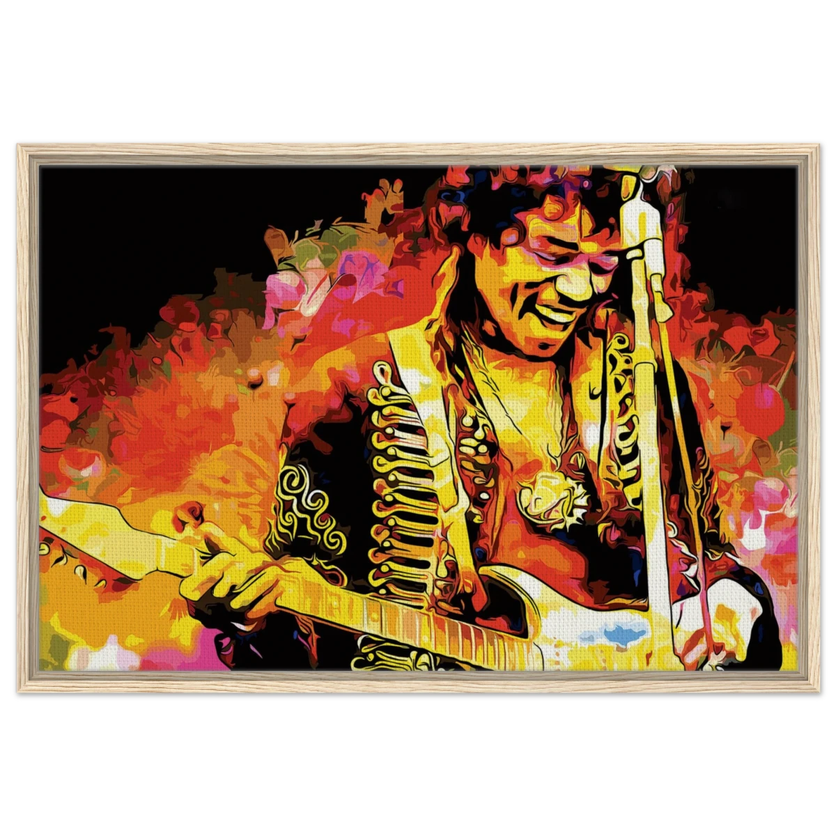 Jimi Hendrix | A Tribute to the Legend of Rock - 60x90 cm / 24x36″ - Framed Canvas - Wood frame