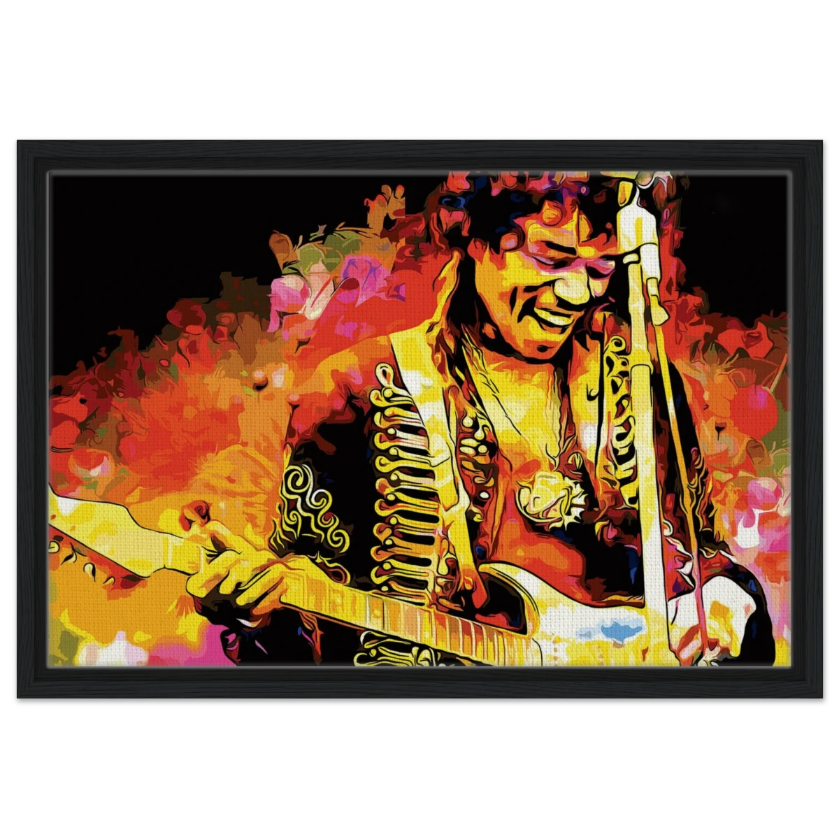Jimi Hendrix | A Tribute to the Legend of Rock - 40x60 cm / 16x24″ - Framed Canvas - Black frame