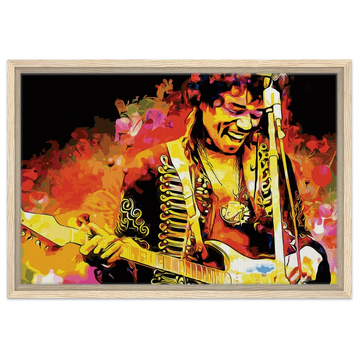 Jimi Hendrix | A Tribute to the Legend of Rock - 40x60 cm / 16x24″ - Framed Canvas - Wood frame