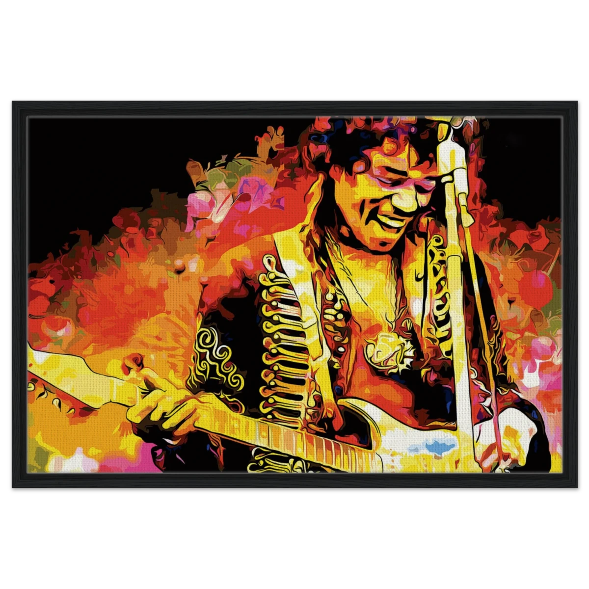 Jimi Hendrix | A Tribute to the Legend of Rock - 60x90 cm / 24x36″ - Framed Canvas - Black frame
