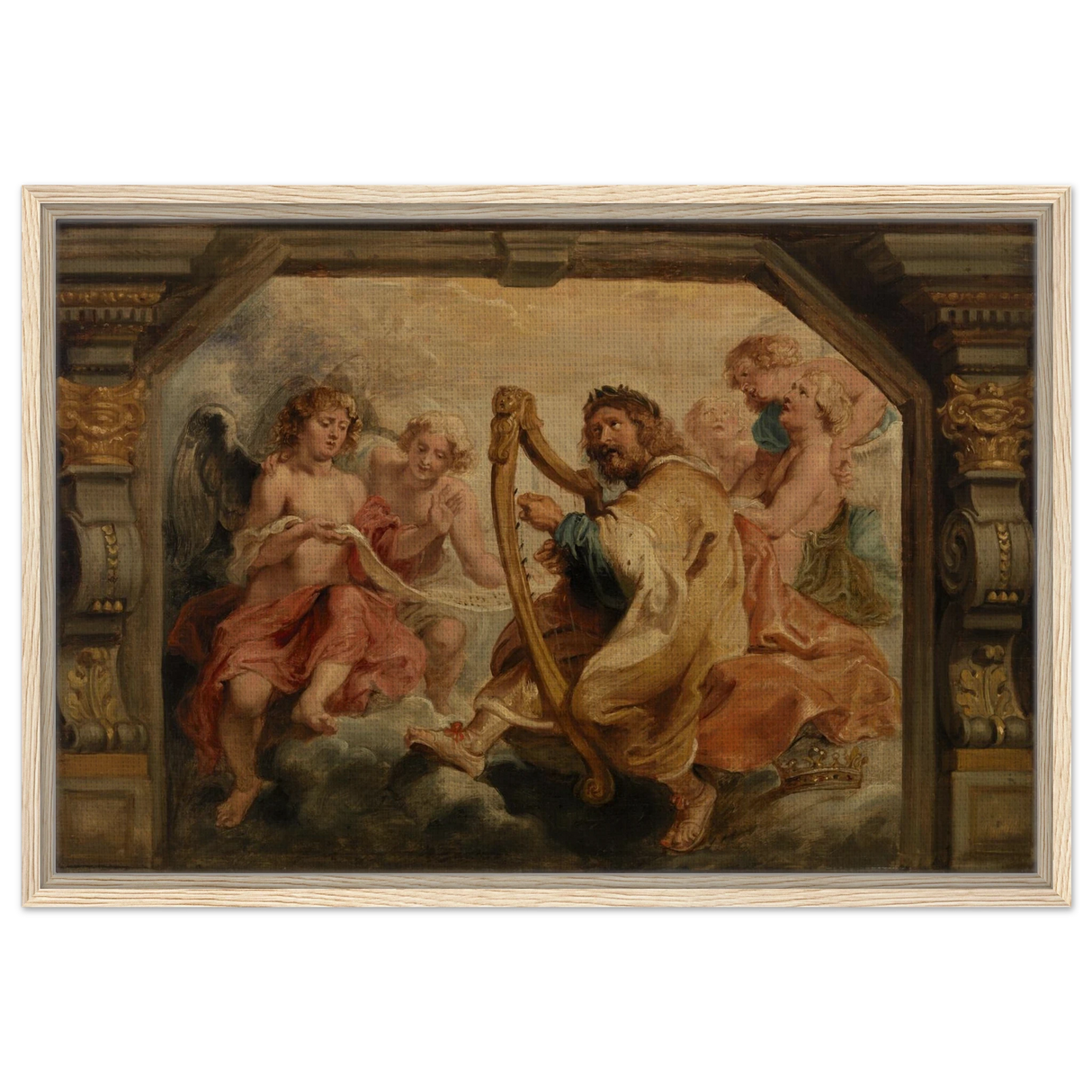 King David Playing the Harp – Peter Paul Rubens Wall Art Print - Framed Canvas - 50x75 cm / 20x30″ - Wood frame