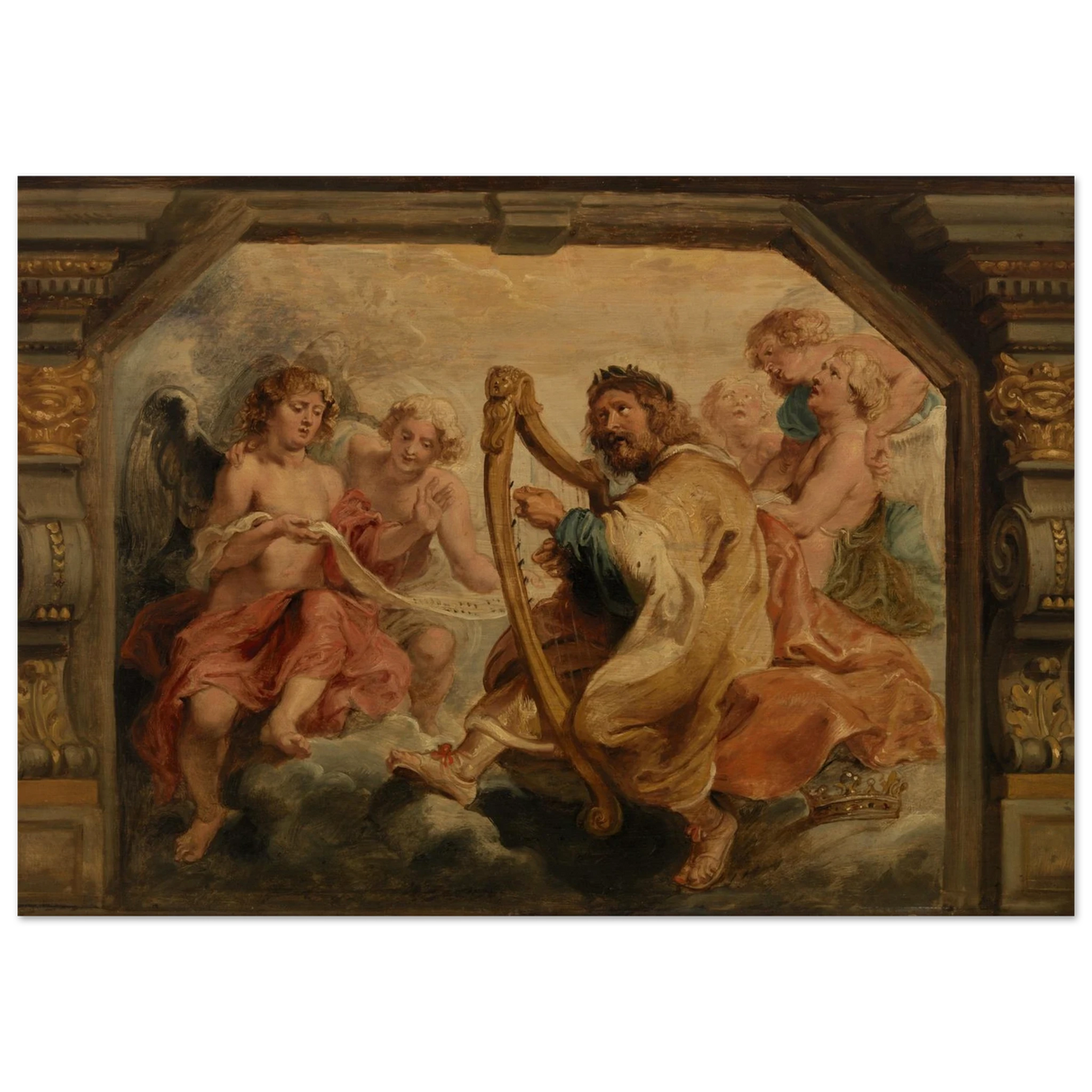 King David Playing the Harp – Peter Paul Rubens Wall Art Print - Wood Prints - 70x100 cm / 28x40″ -