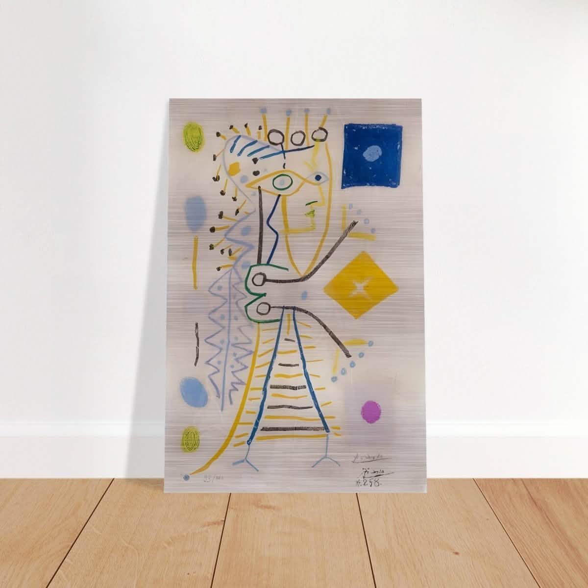 La Femme Aux des (Jacqueline) (blue), c. 1958 by Pablo Picasso | Cubism wall art print - Brushed Aluminum Print - 40x60 cm / 16x24″ -