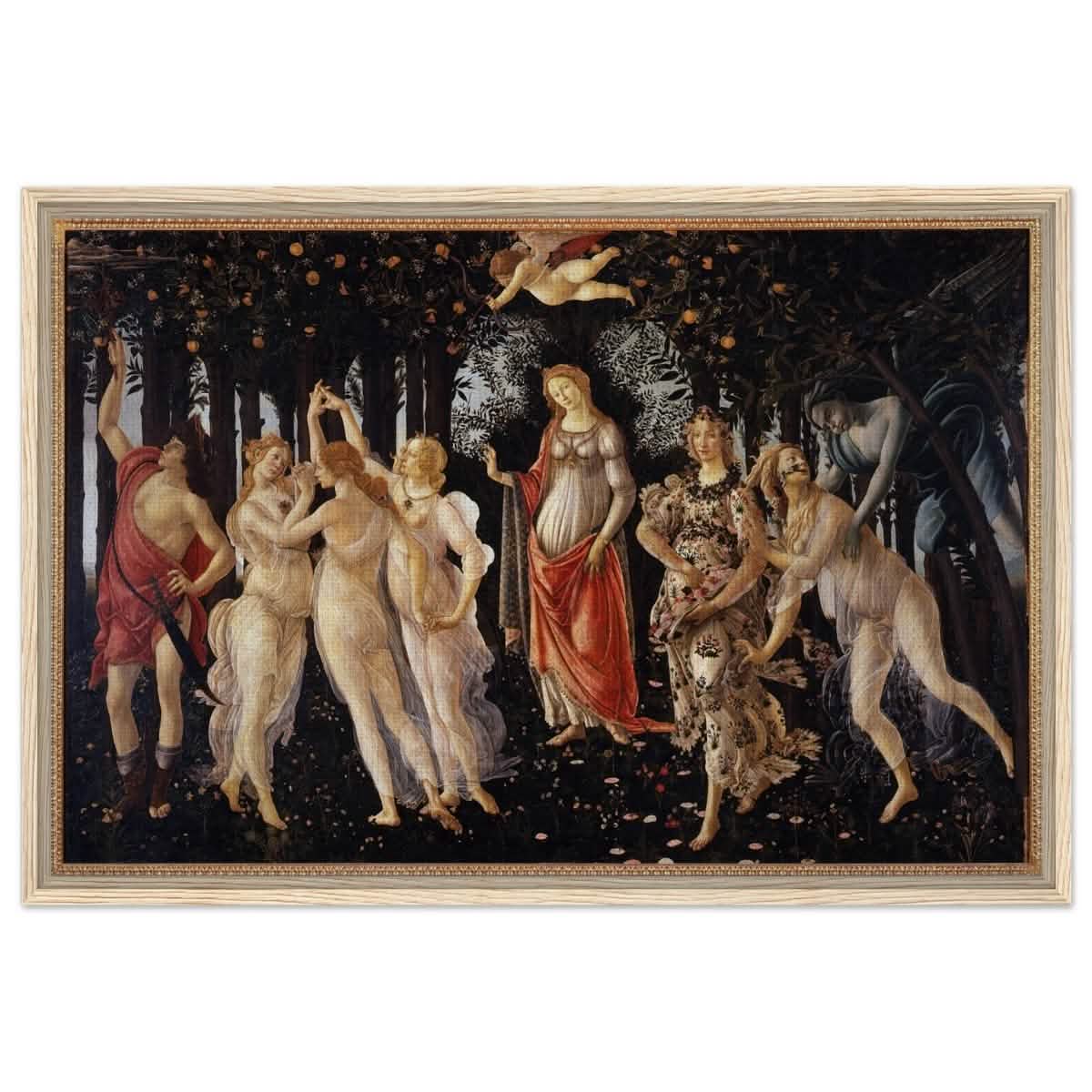 La Primavera by Sandro Botticelli | Primavera | Vintage Art wall art print - Framed Canvas - 60x90 cm / 24x36″ - Wood frame