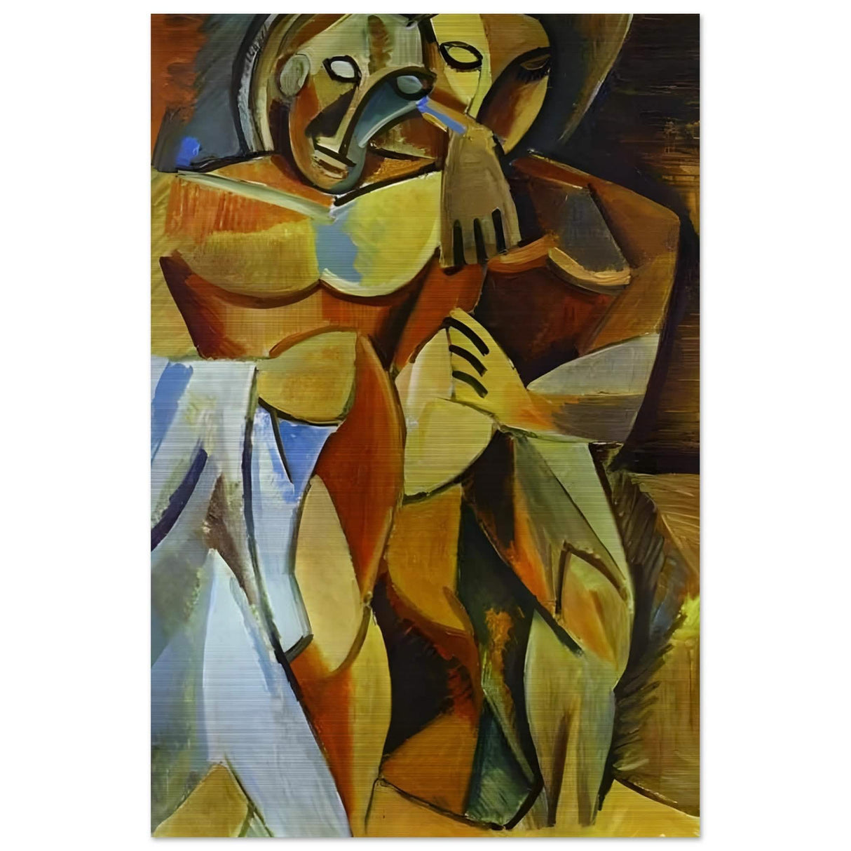 L'amitié by Pablo Picasso 1908 (Friendship, Two Nudes) - Brushed Aluminum Print - 40x60 cm / 16x24″ -