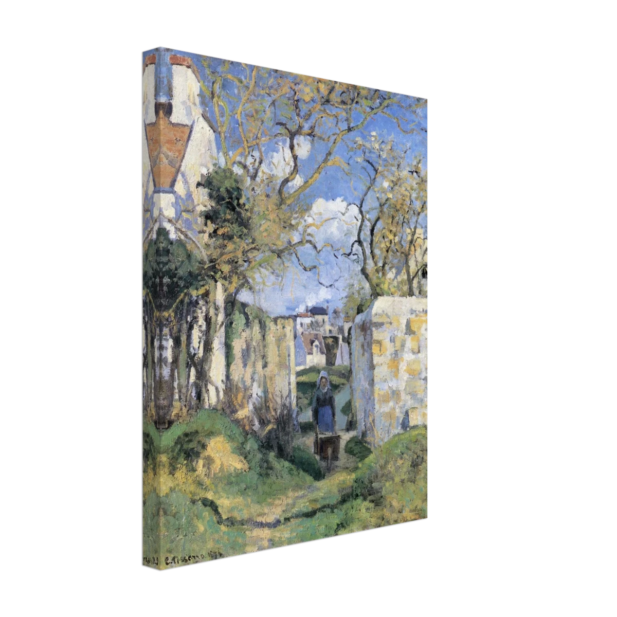 Landscape From Pontoise (1874) by Camille Pissarro – Impressionist Wall Art Print - Canvas - 30x40 cm / 12x16″ -