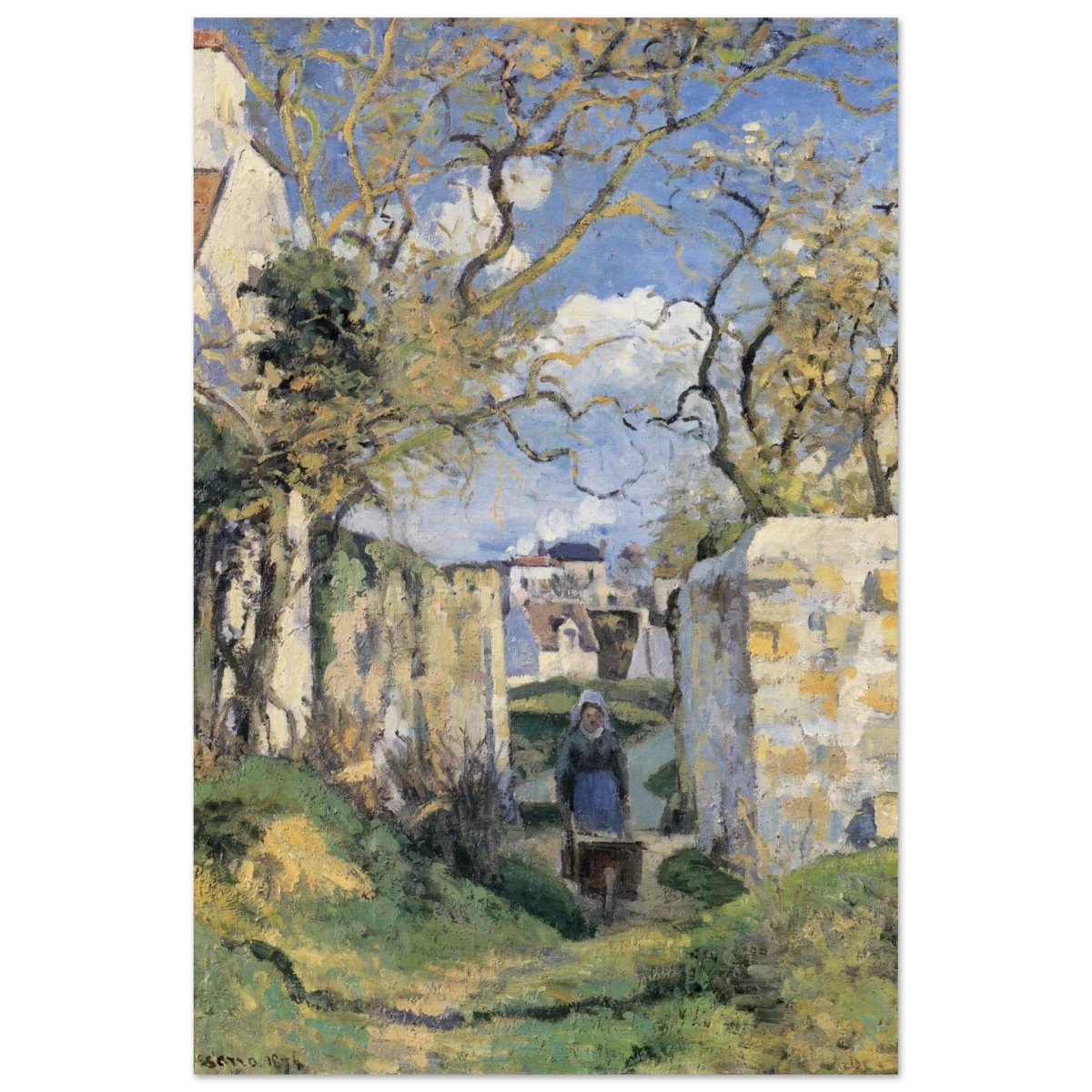 Landscape From Pontoise (1874) by Camille Pissarro – Impressionist Wall Art Print - Wood Prints - 20x30 cm / 8x12″ -